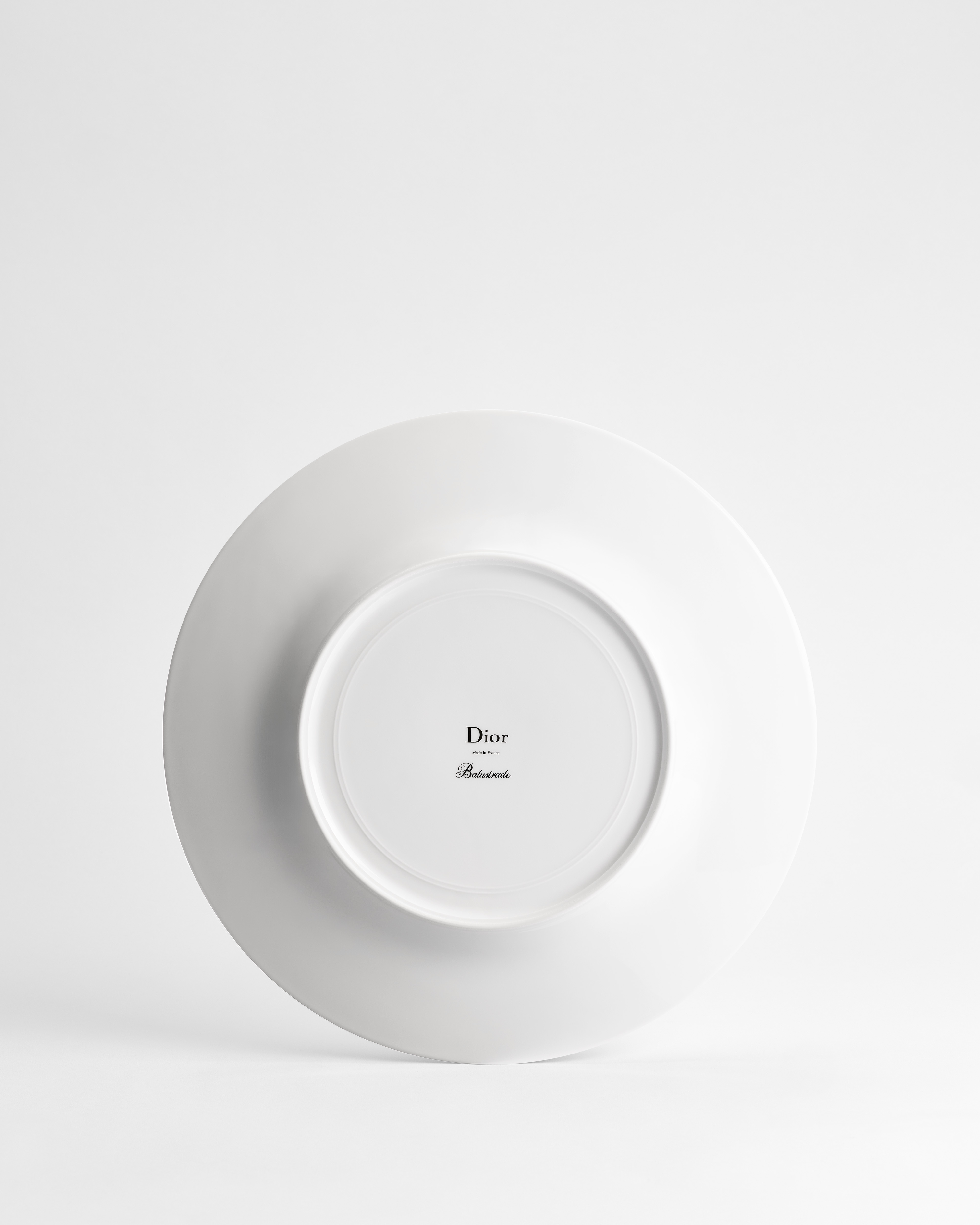 Decorative Plate White Limoges Porcelain with Gray Balustrade Motif and Platinum E08