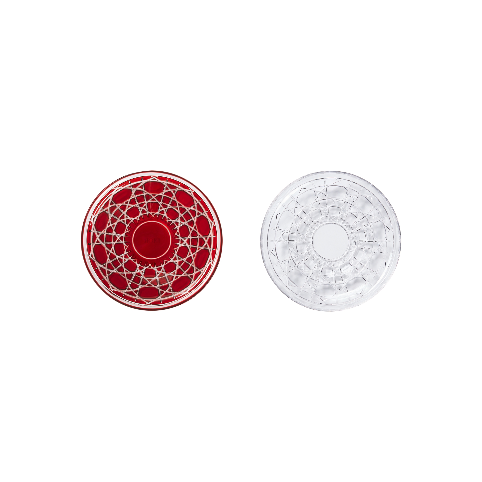 Set of Two Side Plates Red Crystal with Cannage Motif | DIOR