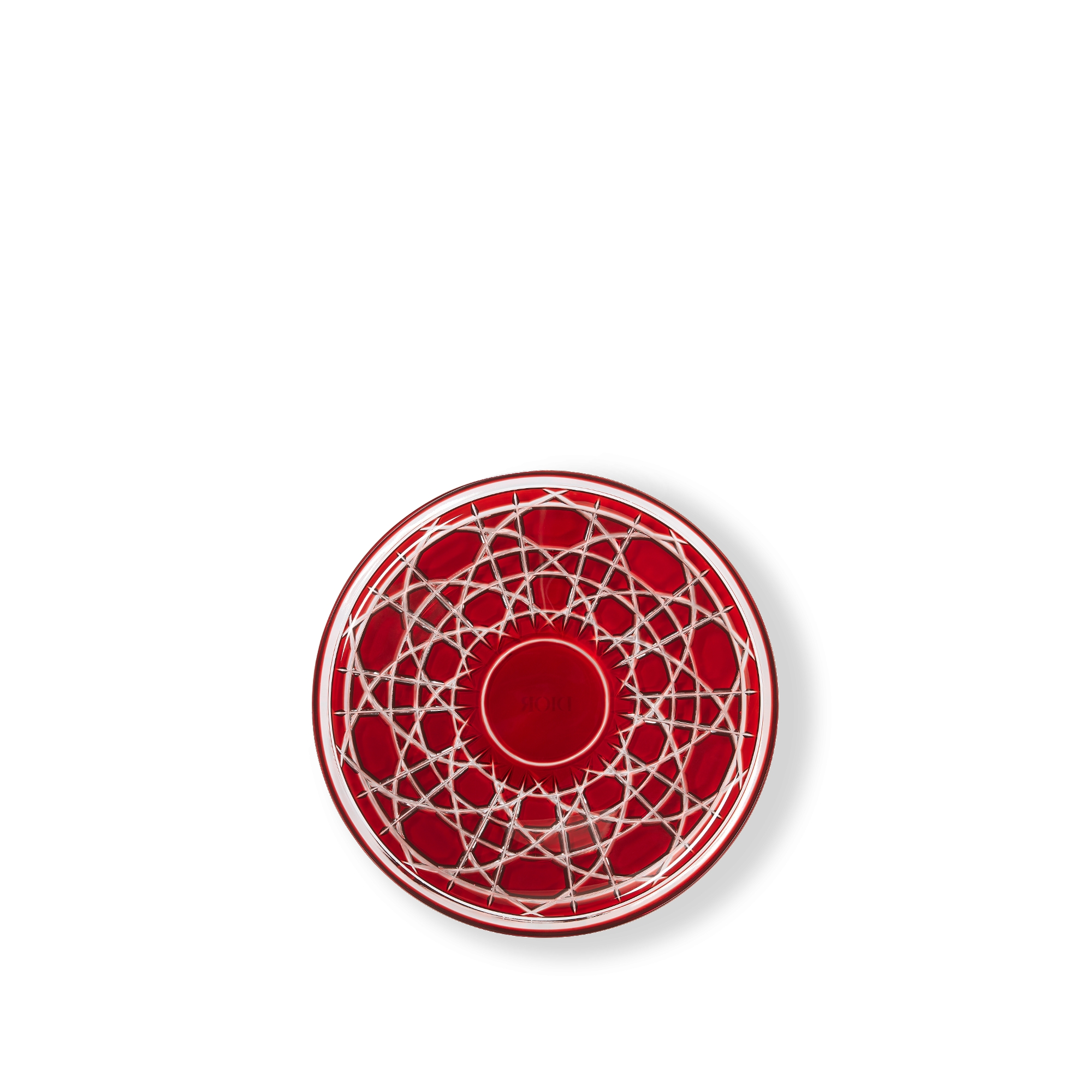 ชุดจานแบ่ง 2 ใบ คริสตัลสีแดงพร้อมลวดลาย Cannage E03