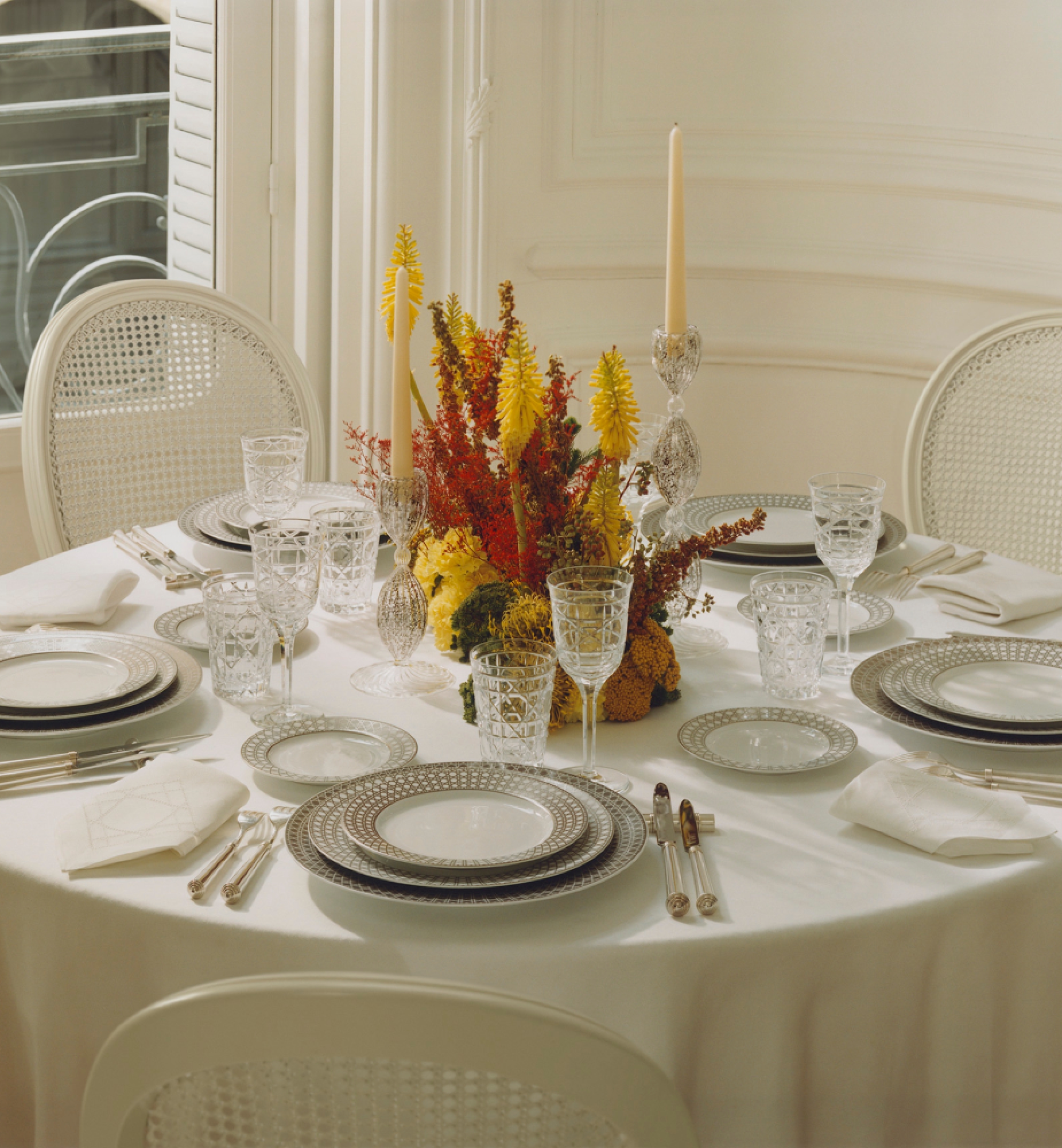 Dessert Plate White and Beige Cannage Montaigne E14