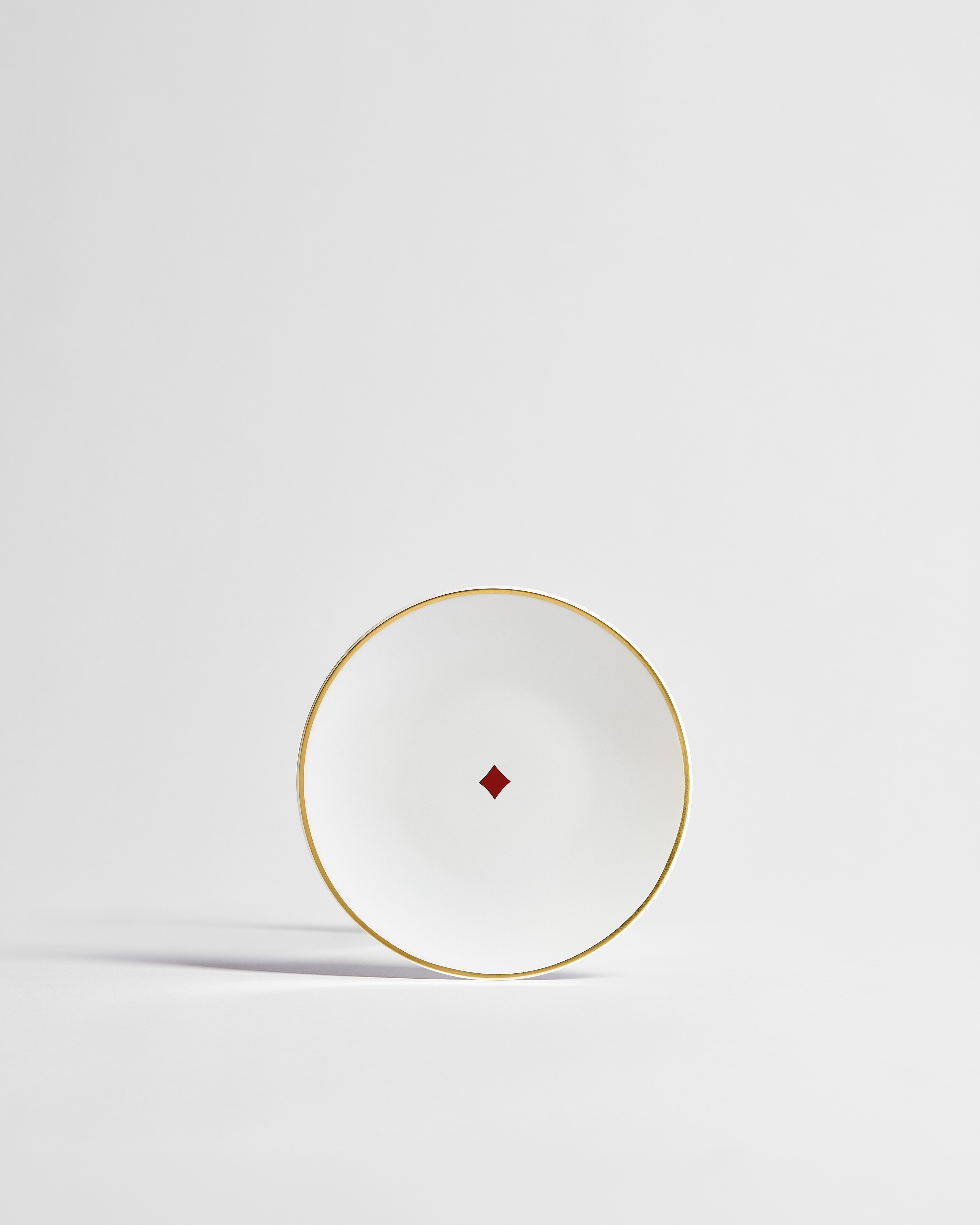 Beilagenteller Limoges-Porzellan in Weiß mit Bal des Jeux Karo Motiv in mehreren Farben und 24-karätigem Gold E01