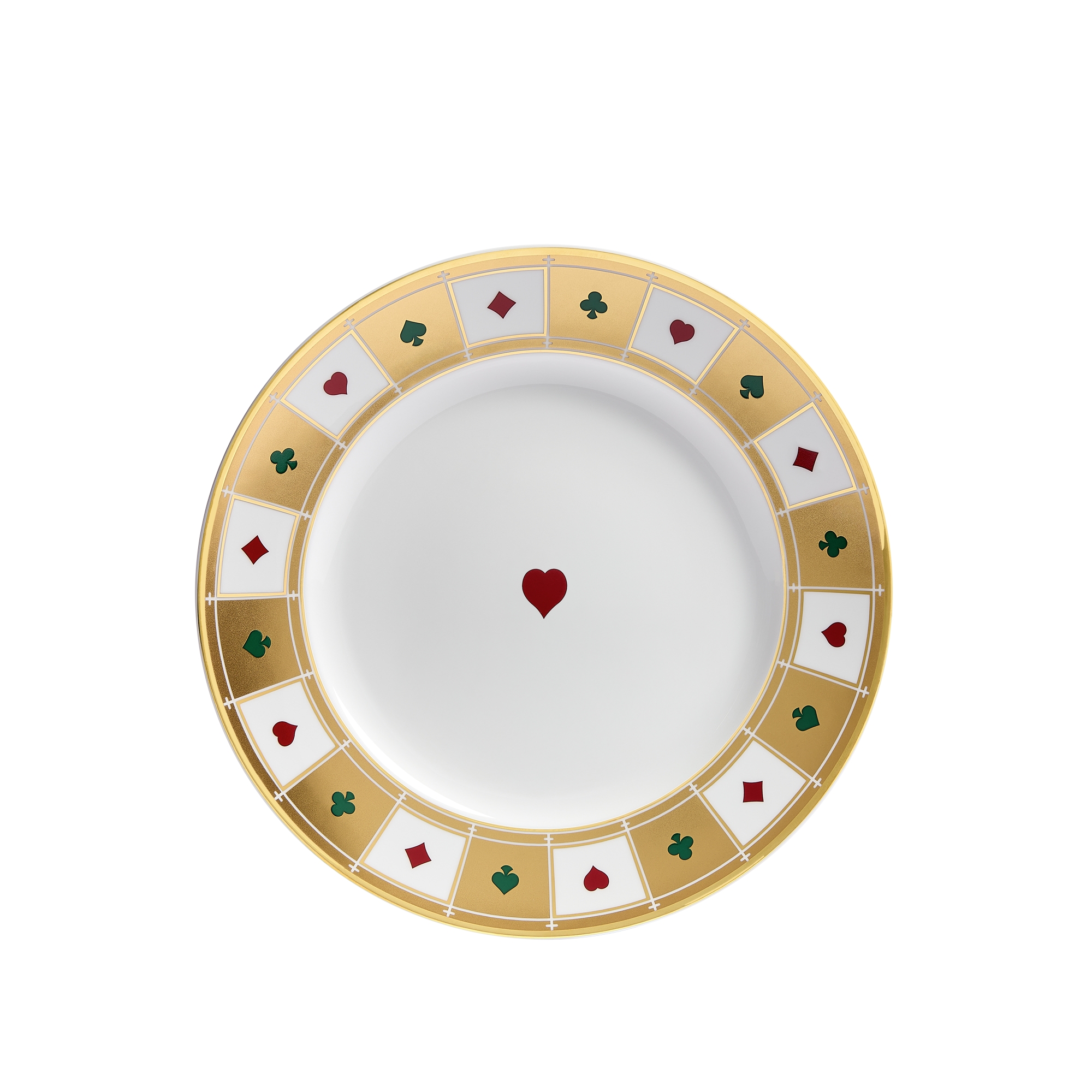 Dinner Plate White Limoges Porcelain with Multicolor and 24-Carat