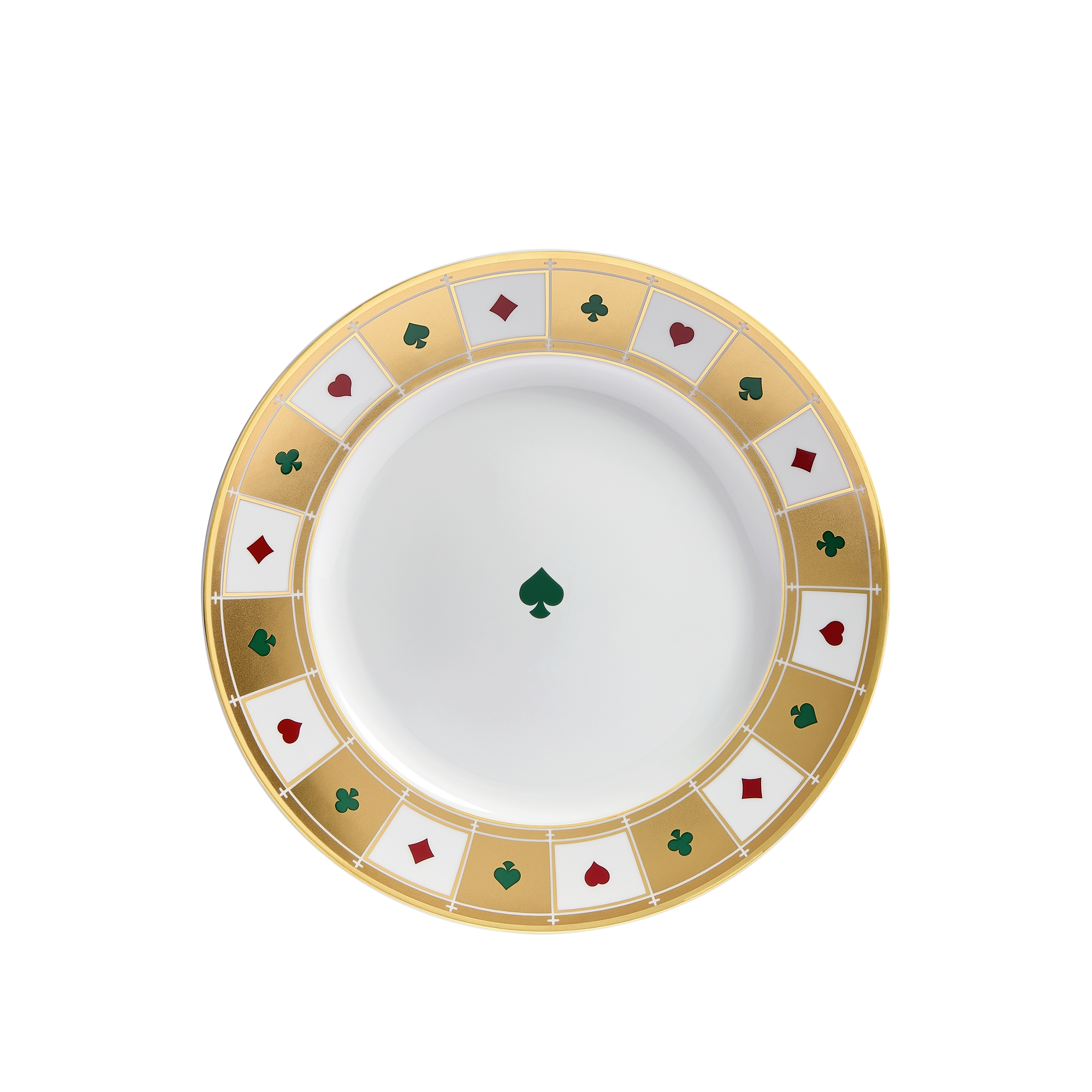 Dinner Plate White Limoges Porcelain with Multicolor and 24-Carat