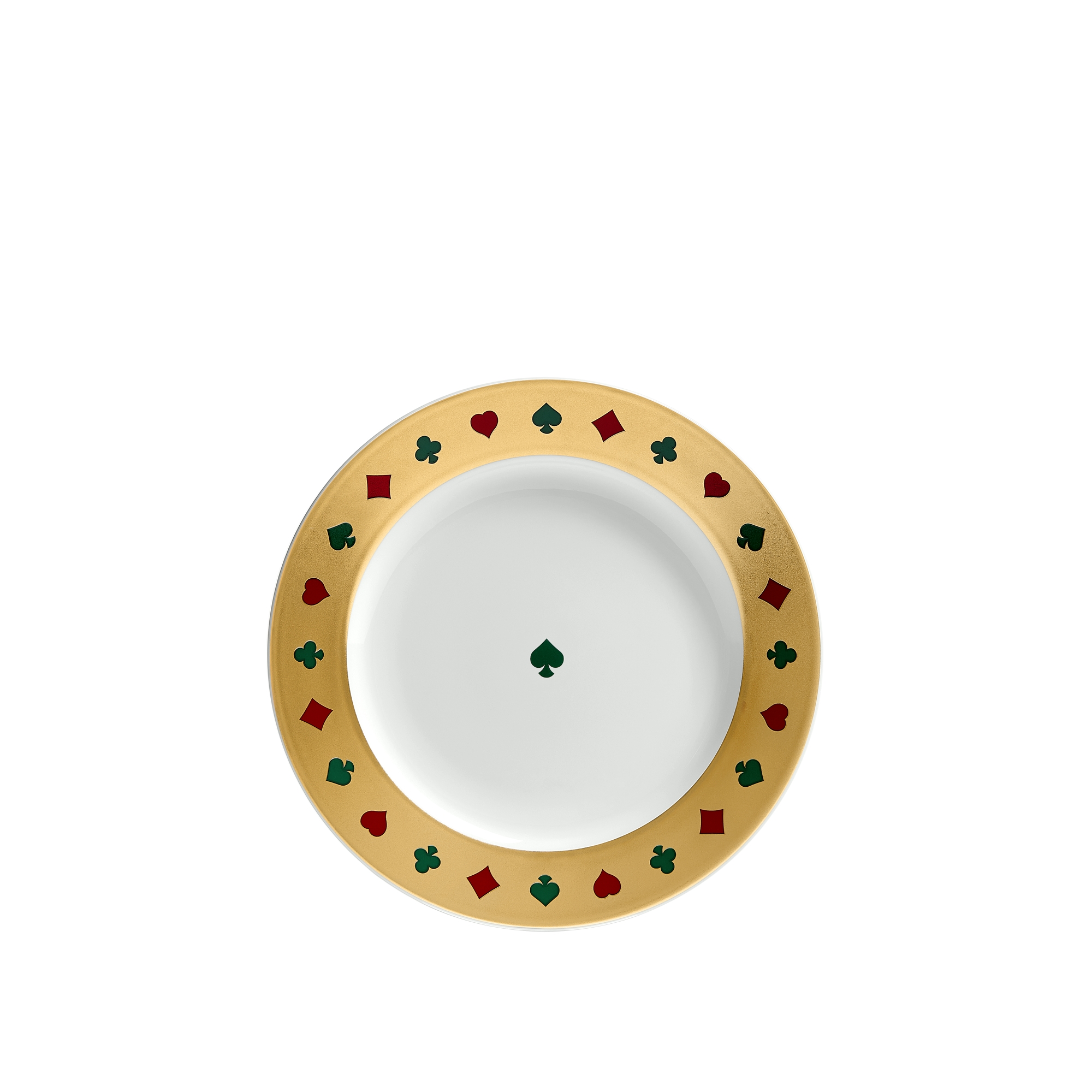 Dessert Plate White Limoges Porcelain with Multicolor and 24-Carat
