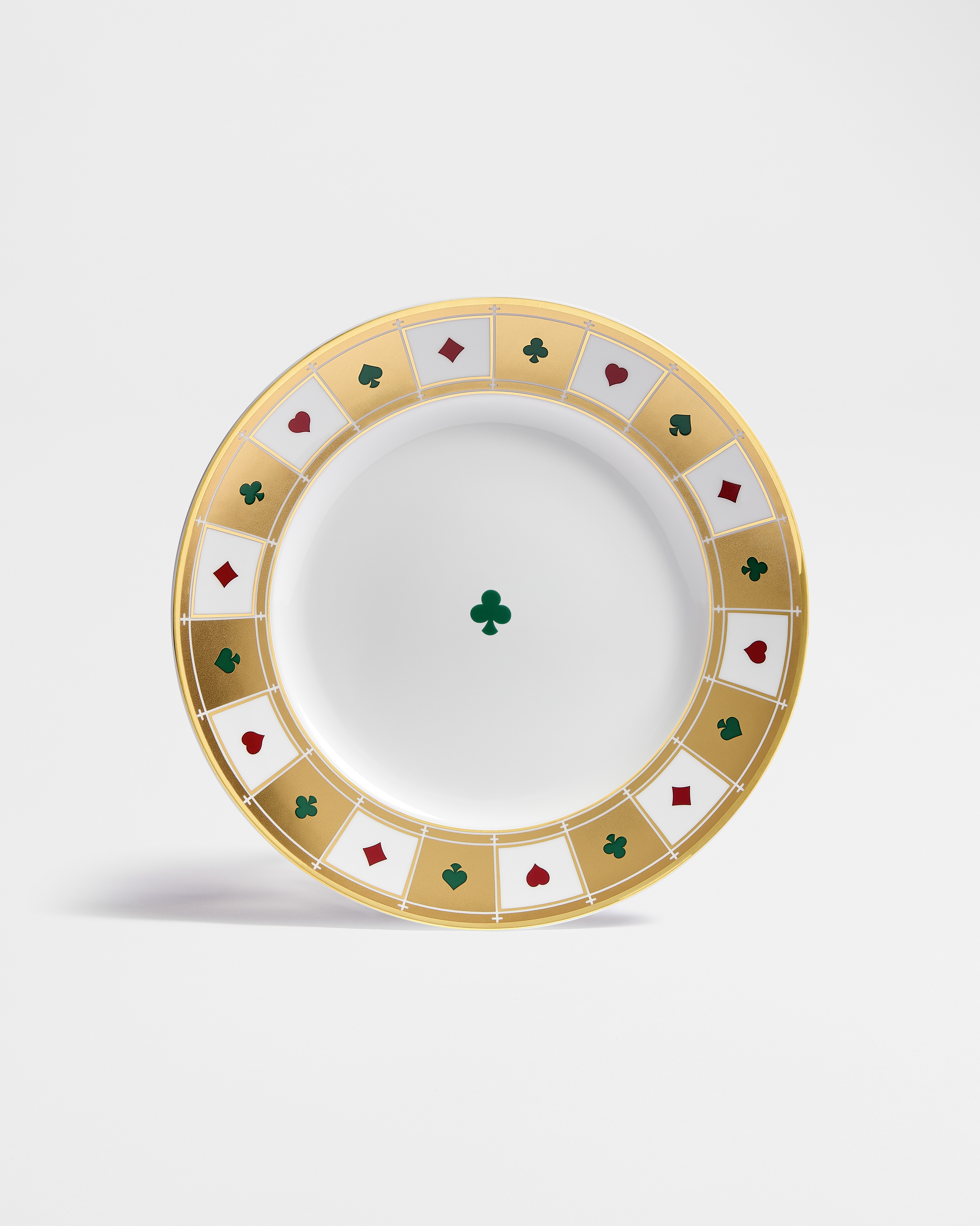 Piatto piano  Porcellana di Limoges bianca con motivo con il seme dei fiori Bal des Jeux multicolore e oro 24 carati E01