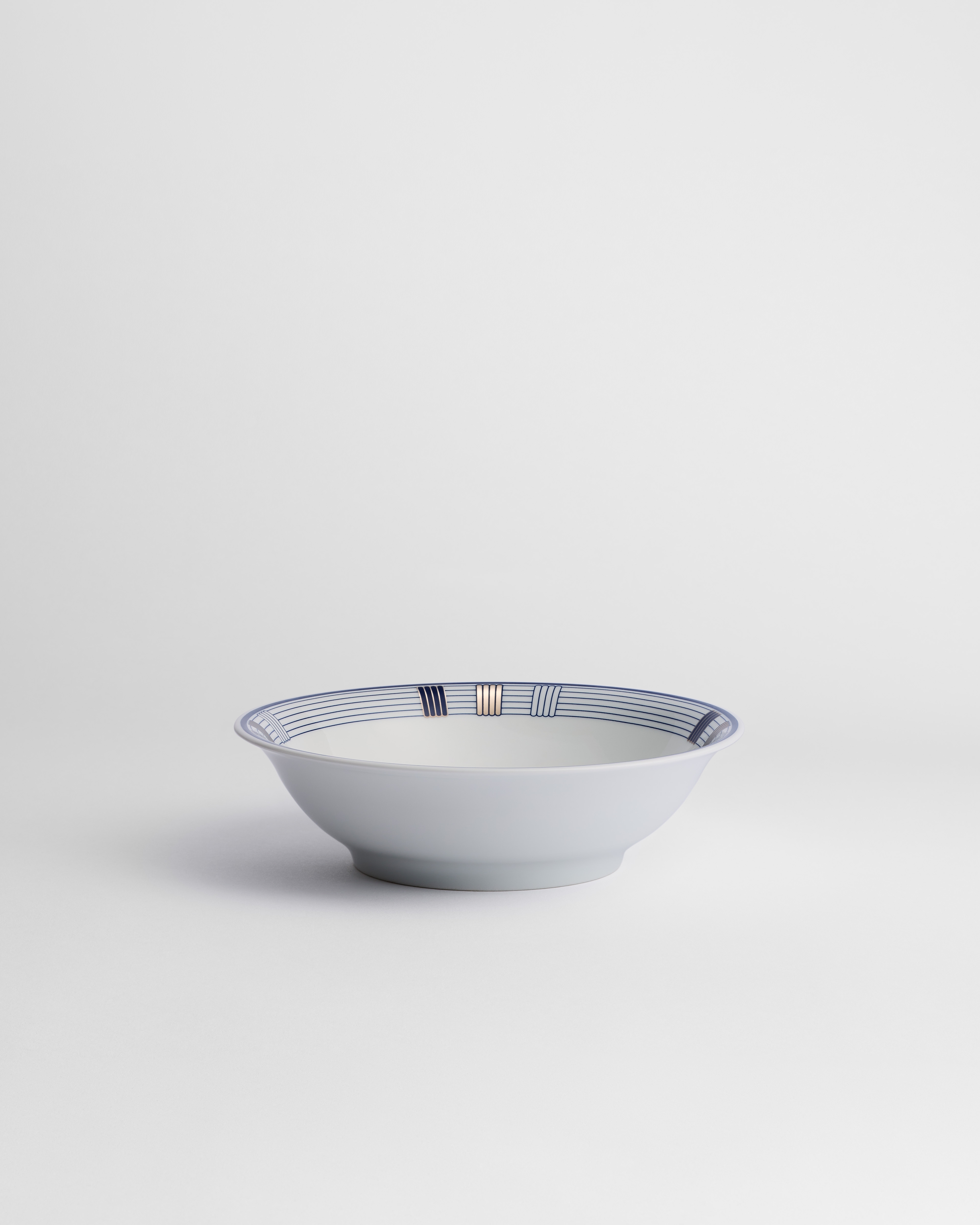 Bol à céréales Porcelaine de Limoges blanche à motif Godron bleu E01