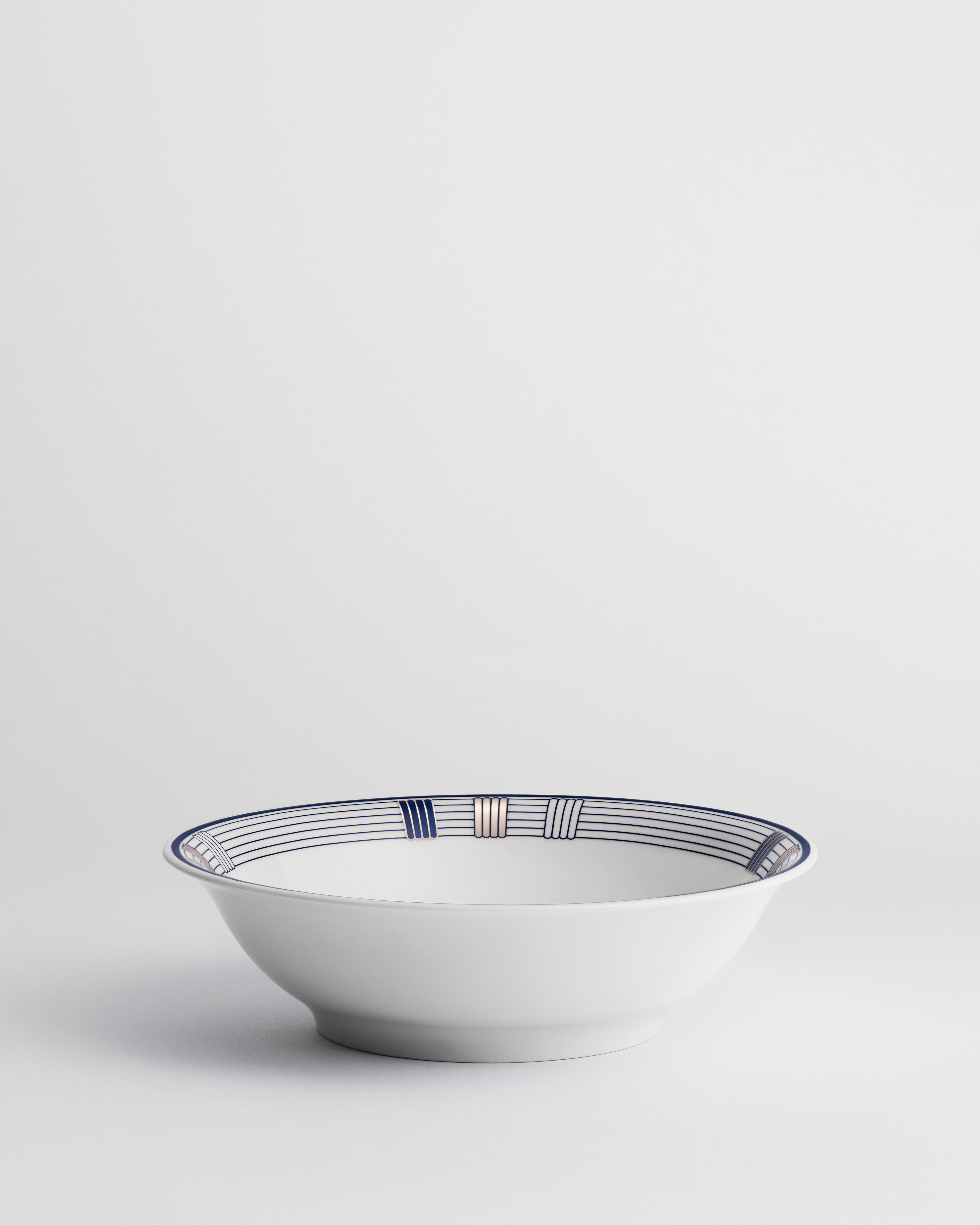 Ontbijtkom Wit Limoges-porselein met blauw Godron-motief E01