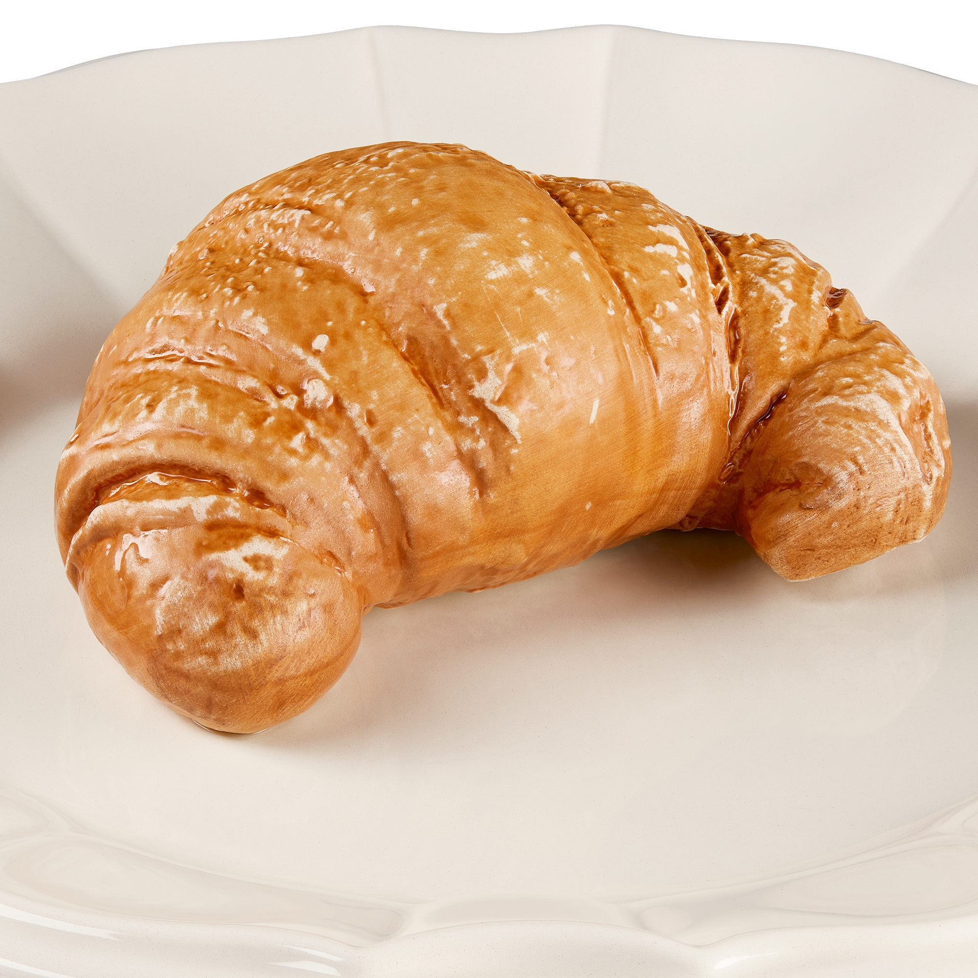 Decoratief bord Ecru keramiek met croissant-trompe-l'oeil-motief E09