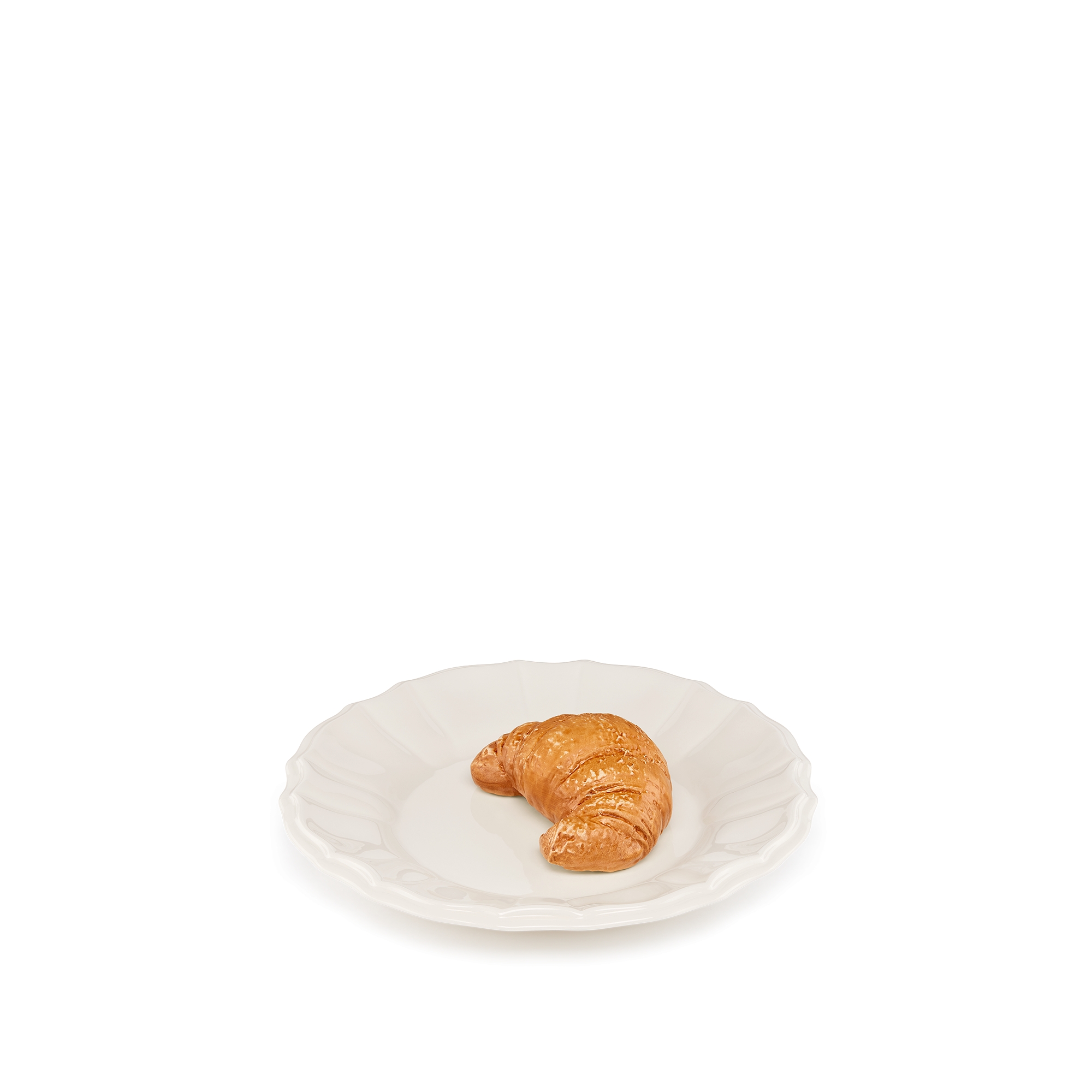 Decoratief bord Ecru keramiek met croissant-trompe-l'oeil-motief E10