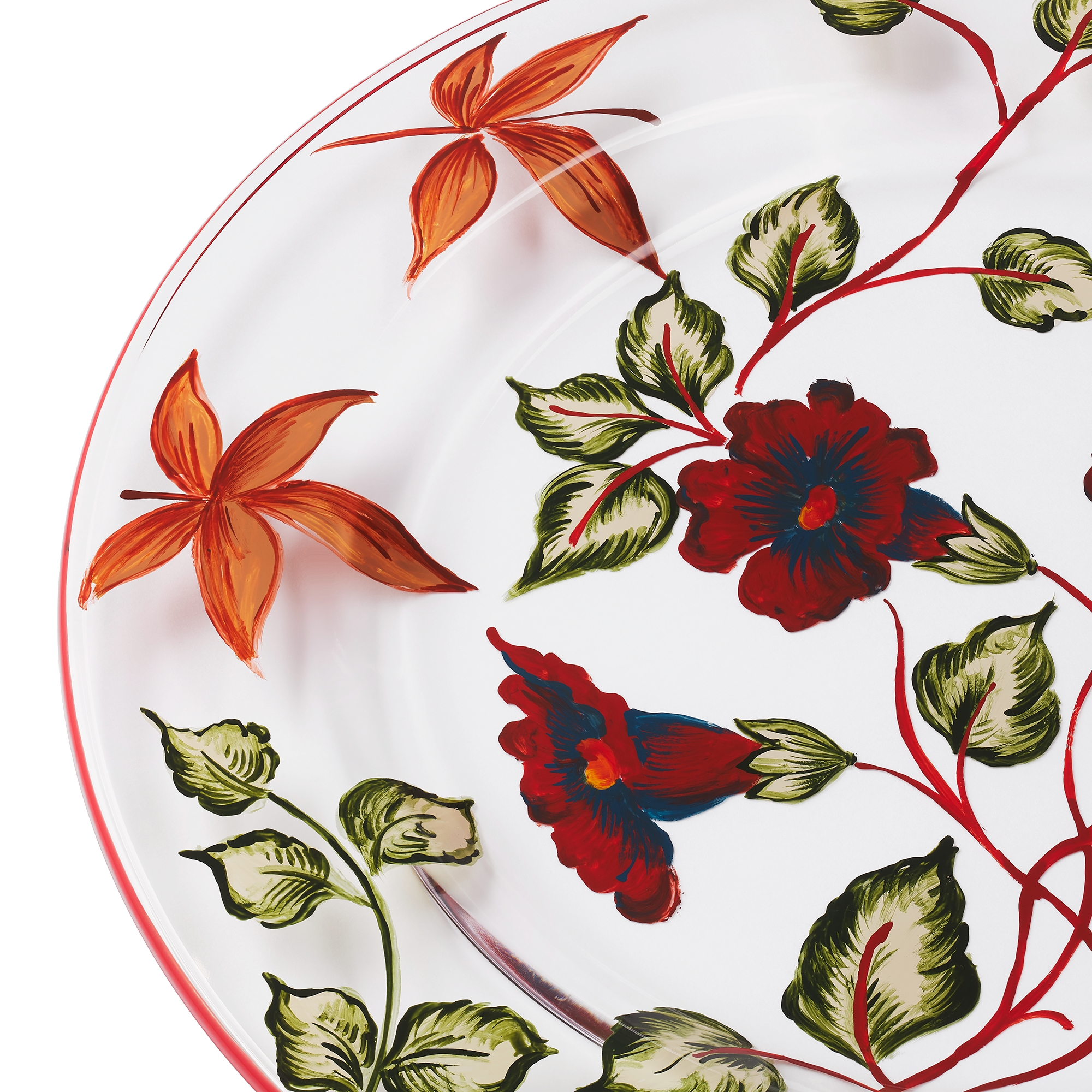 Dessert Plate Glass with Multicolor Floral Motif E09