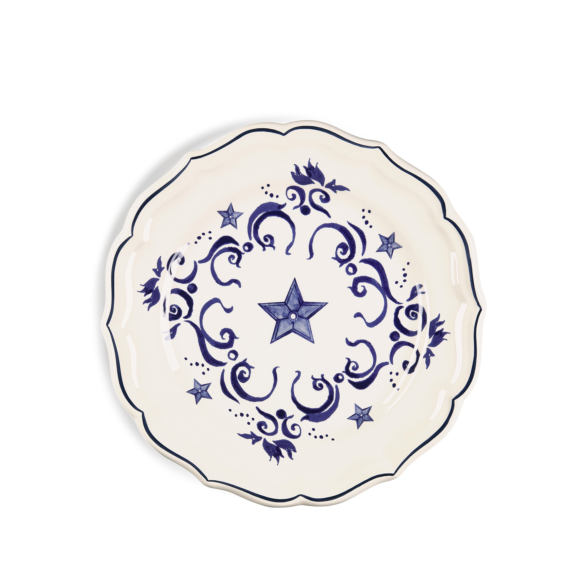 Dessert Plate Ceramic with Star Motif E01