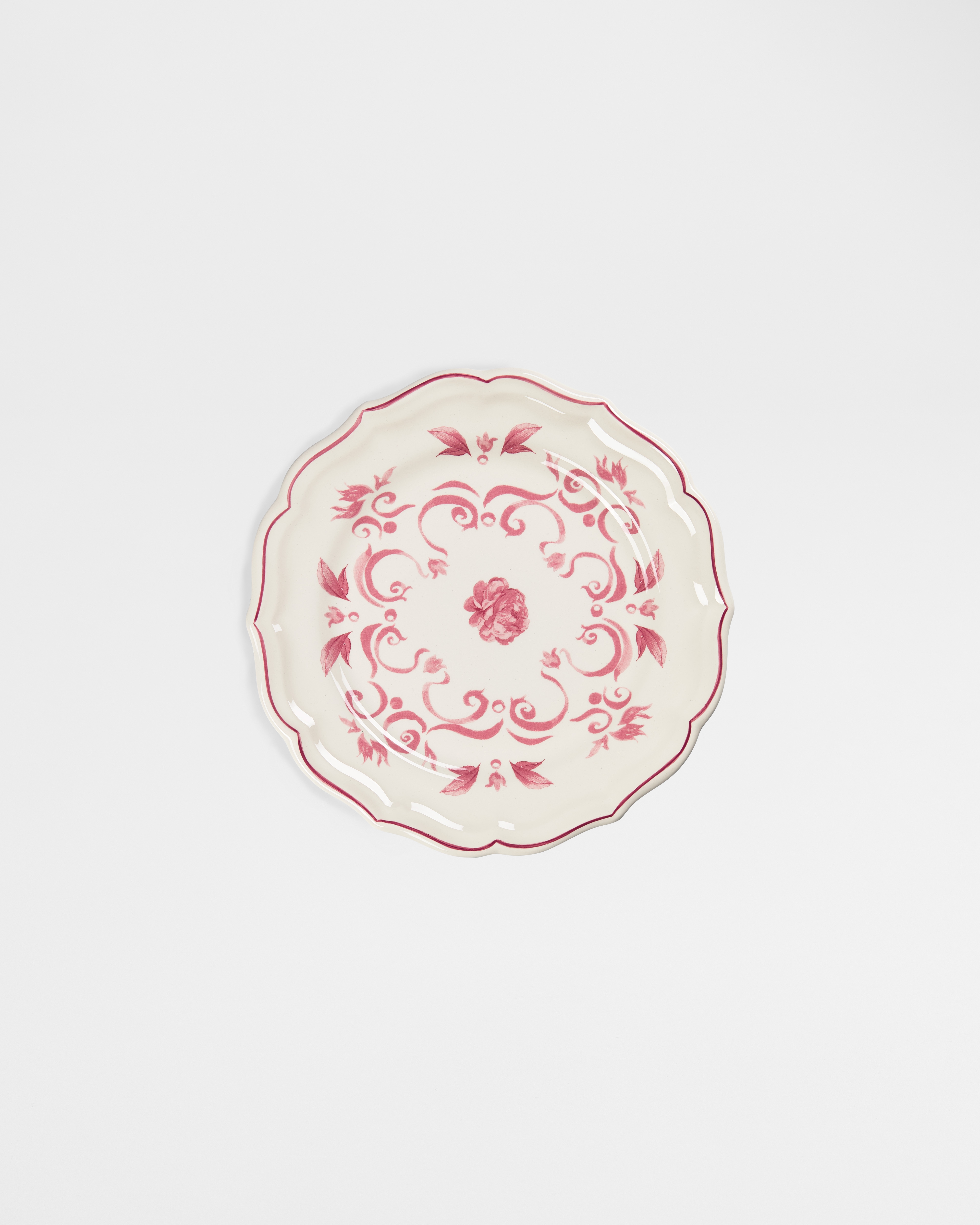 Dessert Plate Ceramic with Rose Motif E01