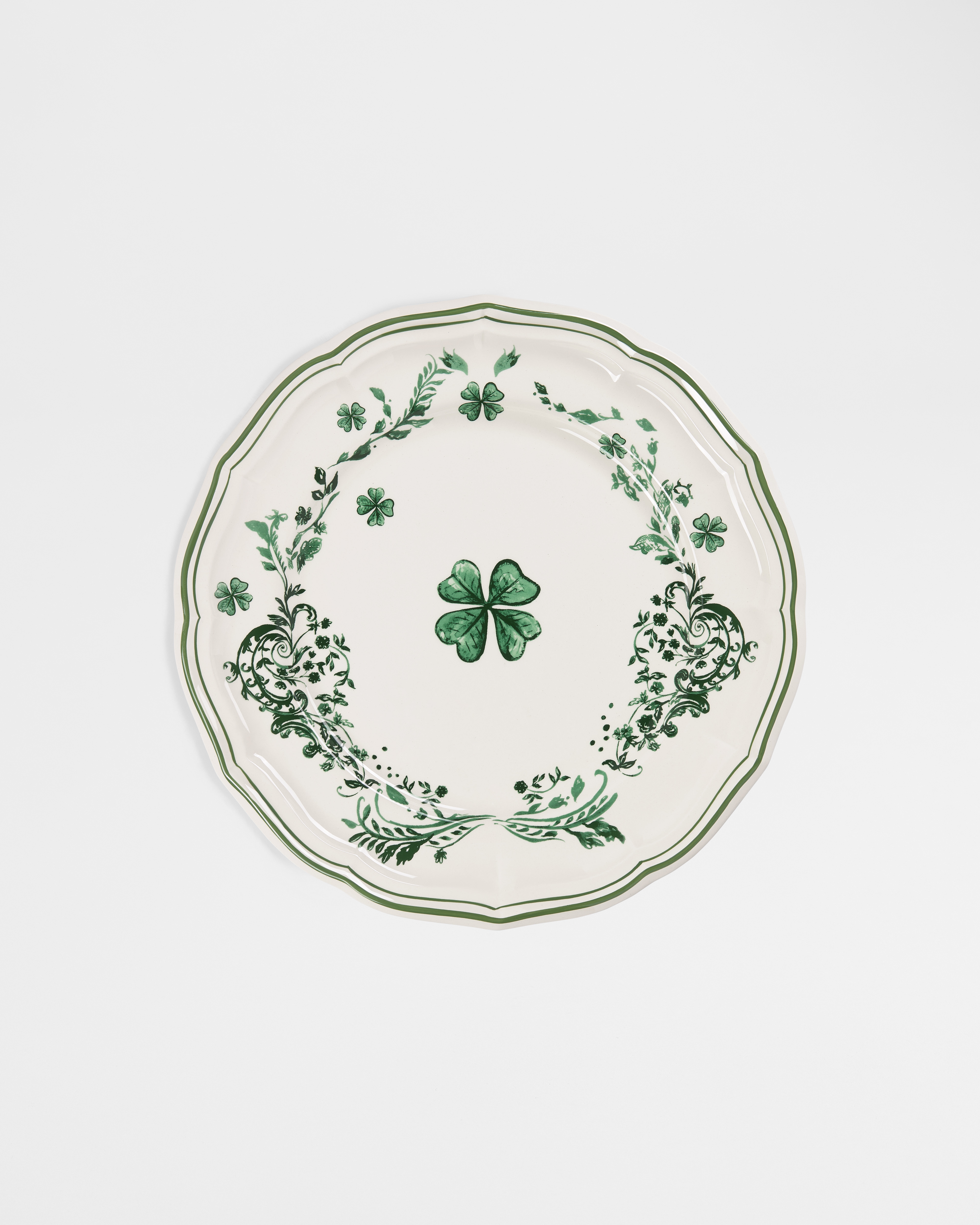 Piatto piano Ceramica con quadrifoglio E01