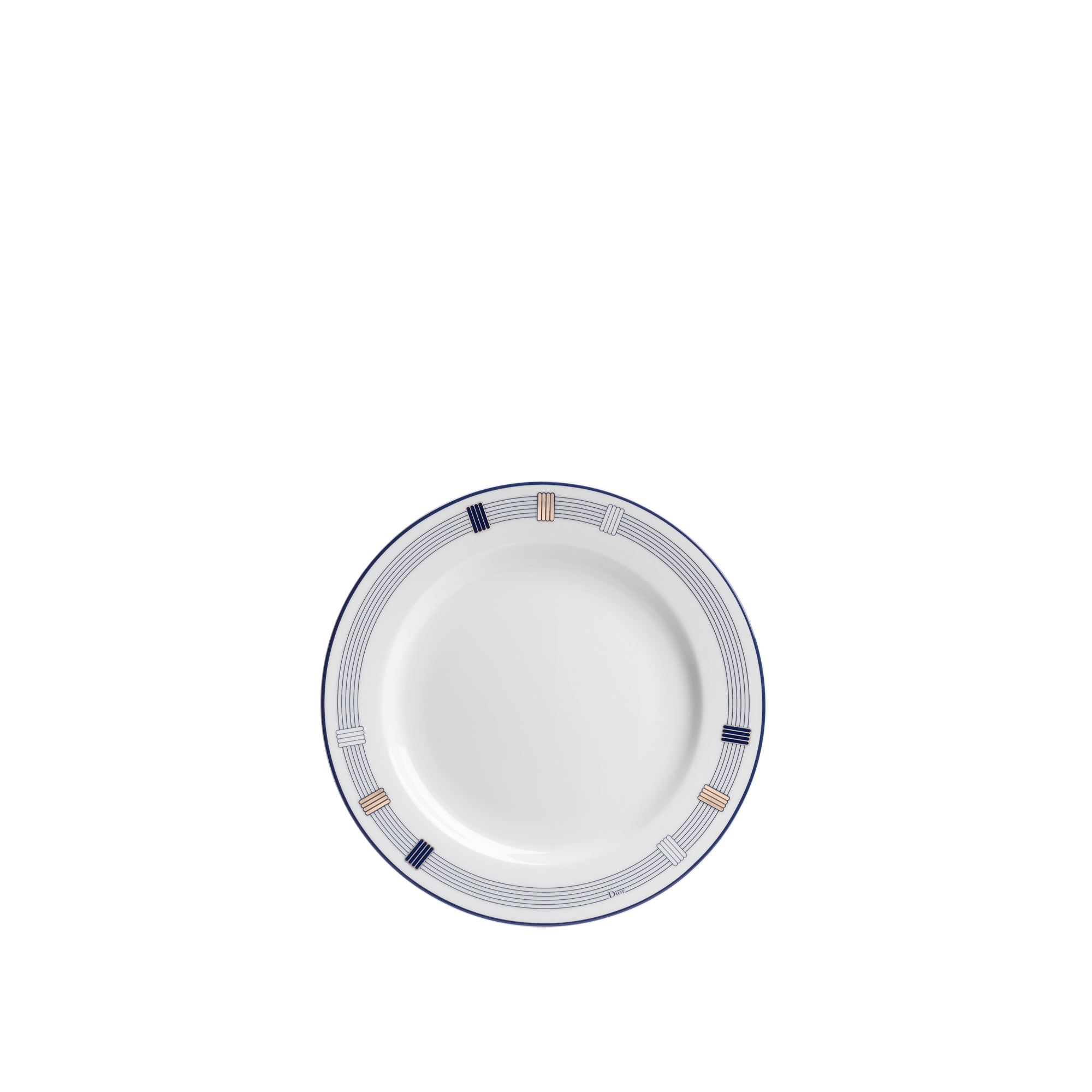 Dessert Plate White Limoges Porcelain with Blue Godron Motif | DIOR US