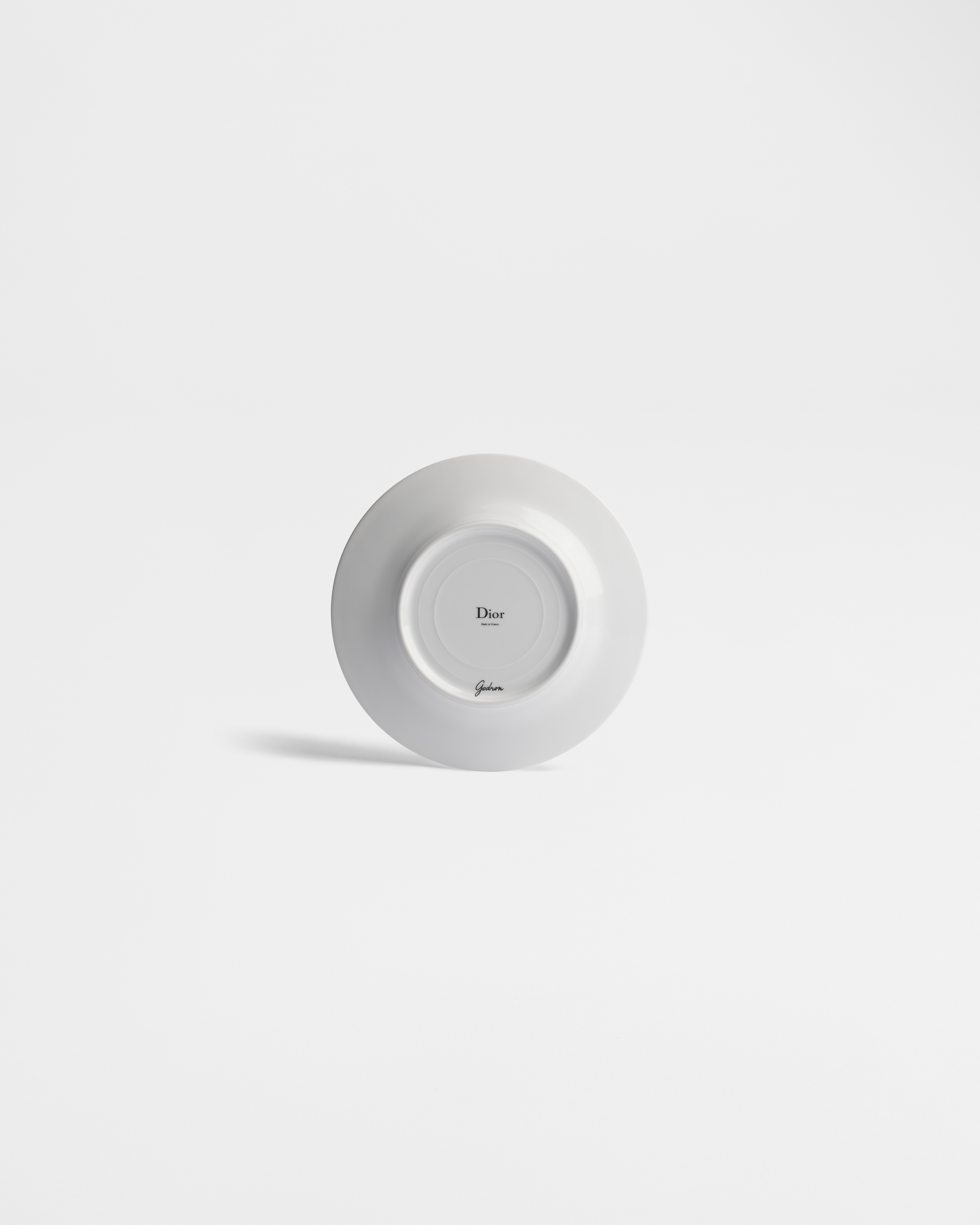 Piatto da contorno Porcellana di Limoges bianca con motivo Godron blu E08