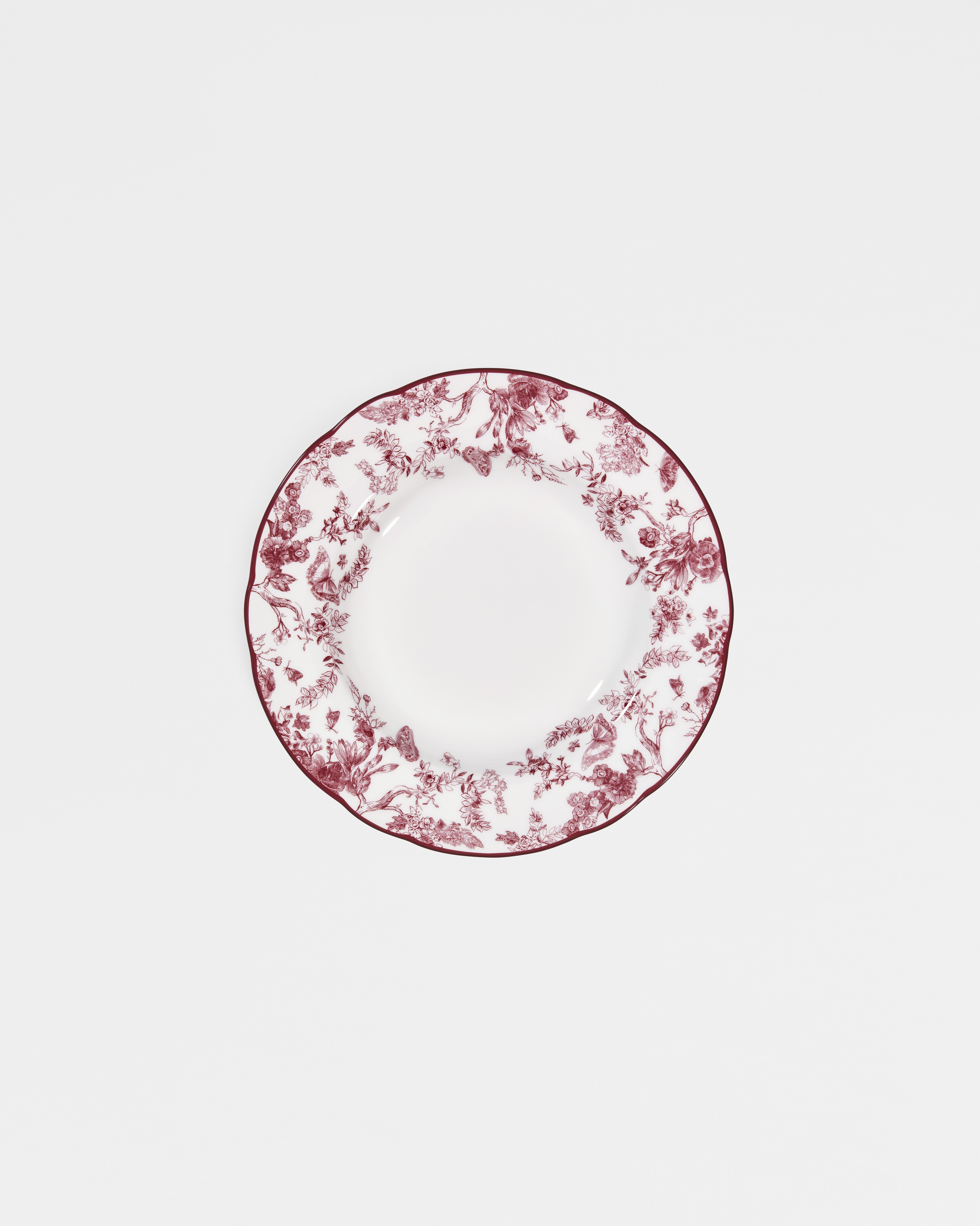 Piatto fondo Toile de Jouy bordeaux E01