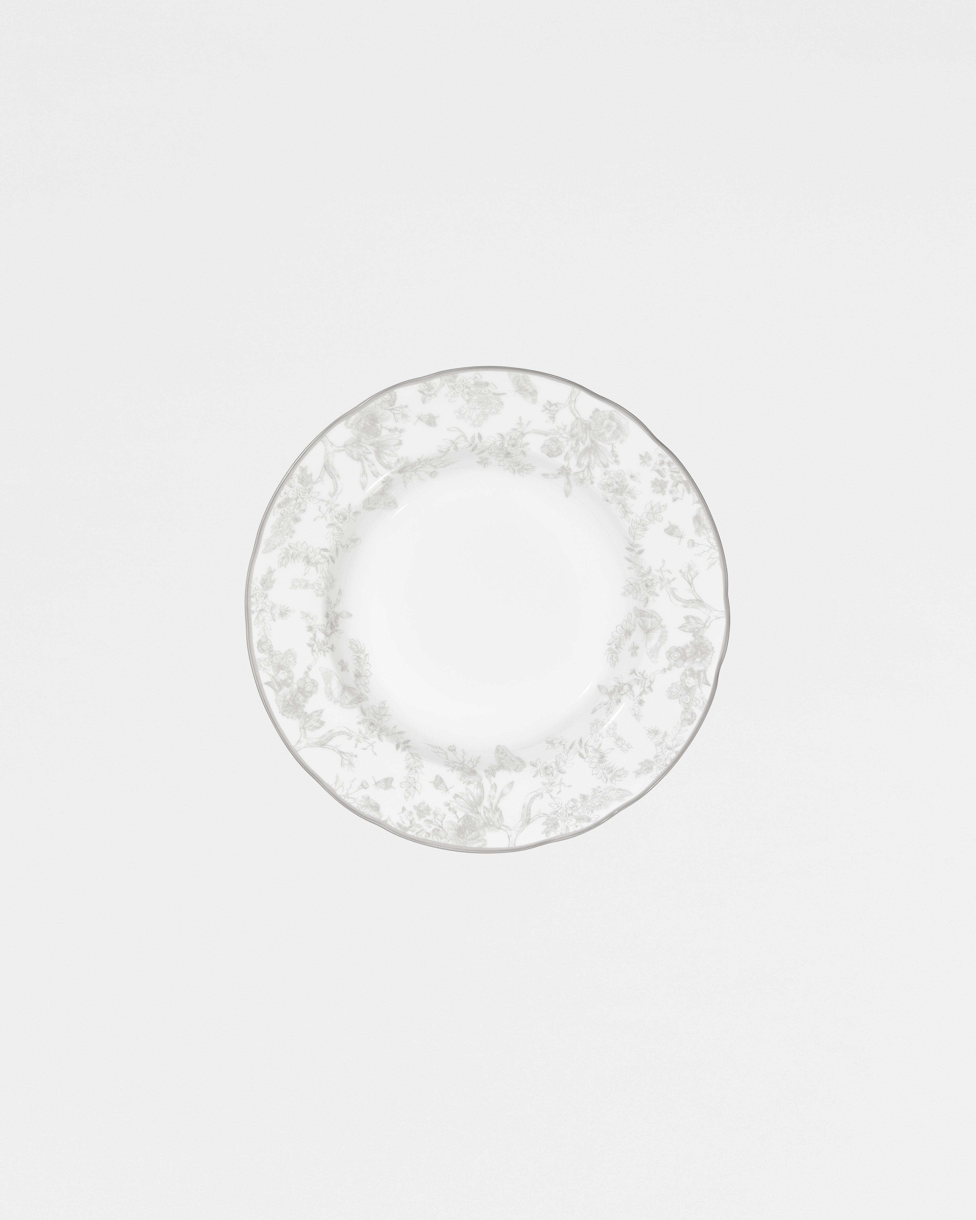 Piatto fondo Toile de Jouy grigio E01