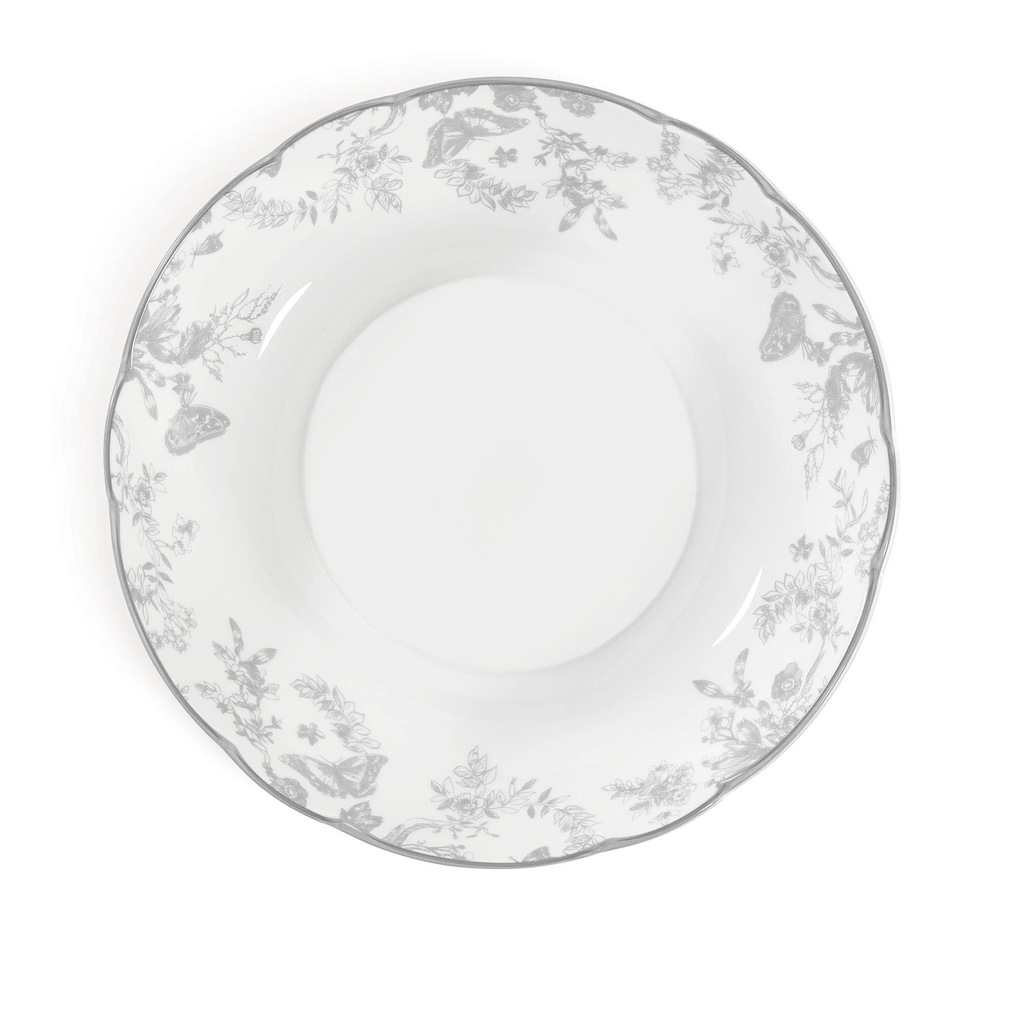 Pasta Plate White and Gray Toile de Jouy E01