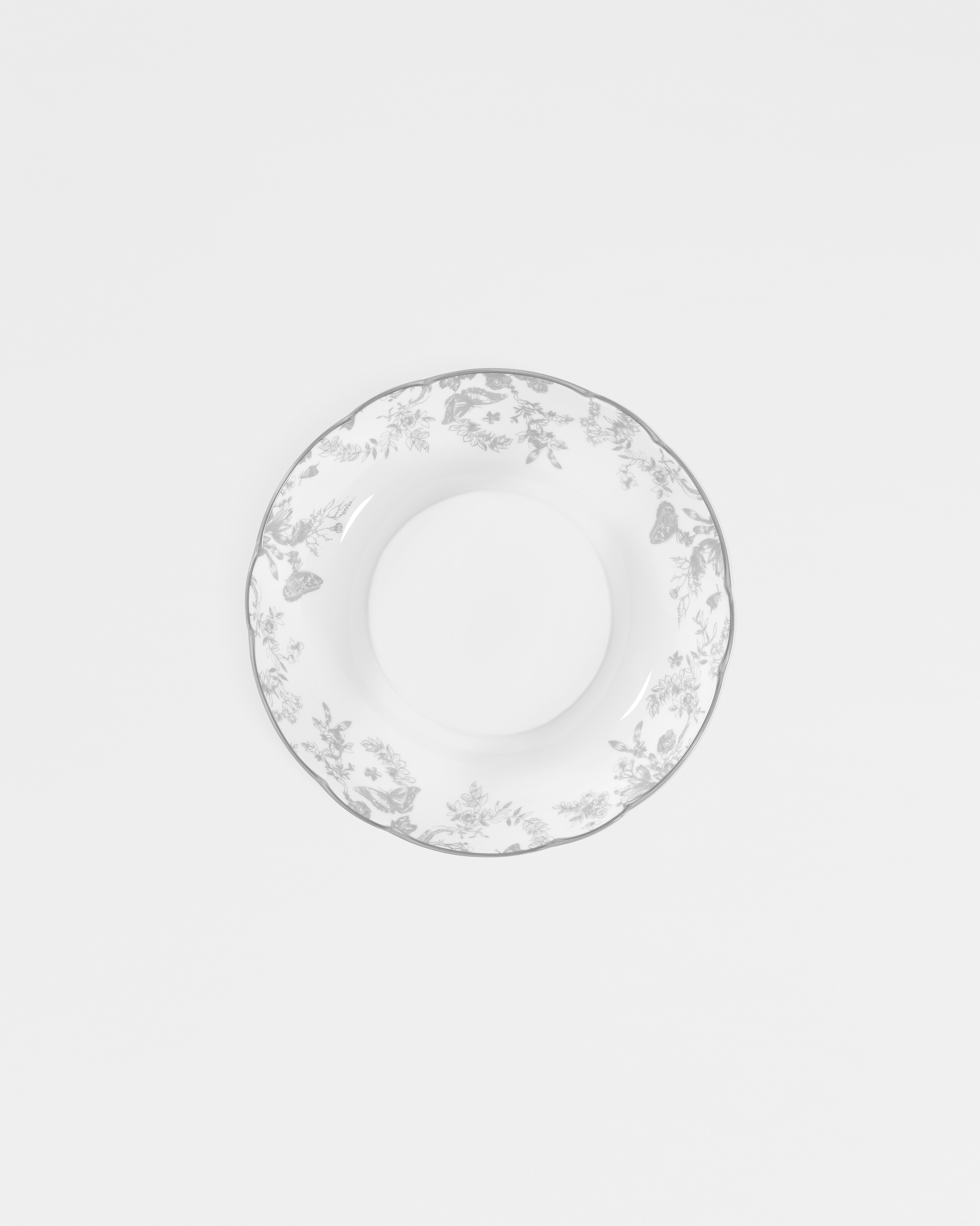 Pastateller Toile de Jouy in Weiß und Grau E01