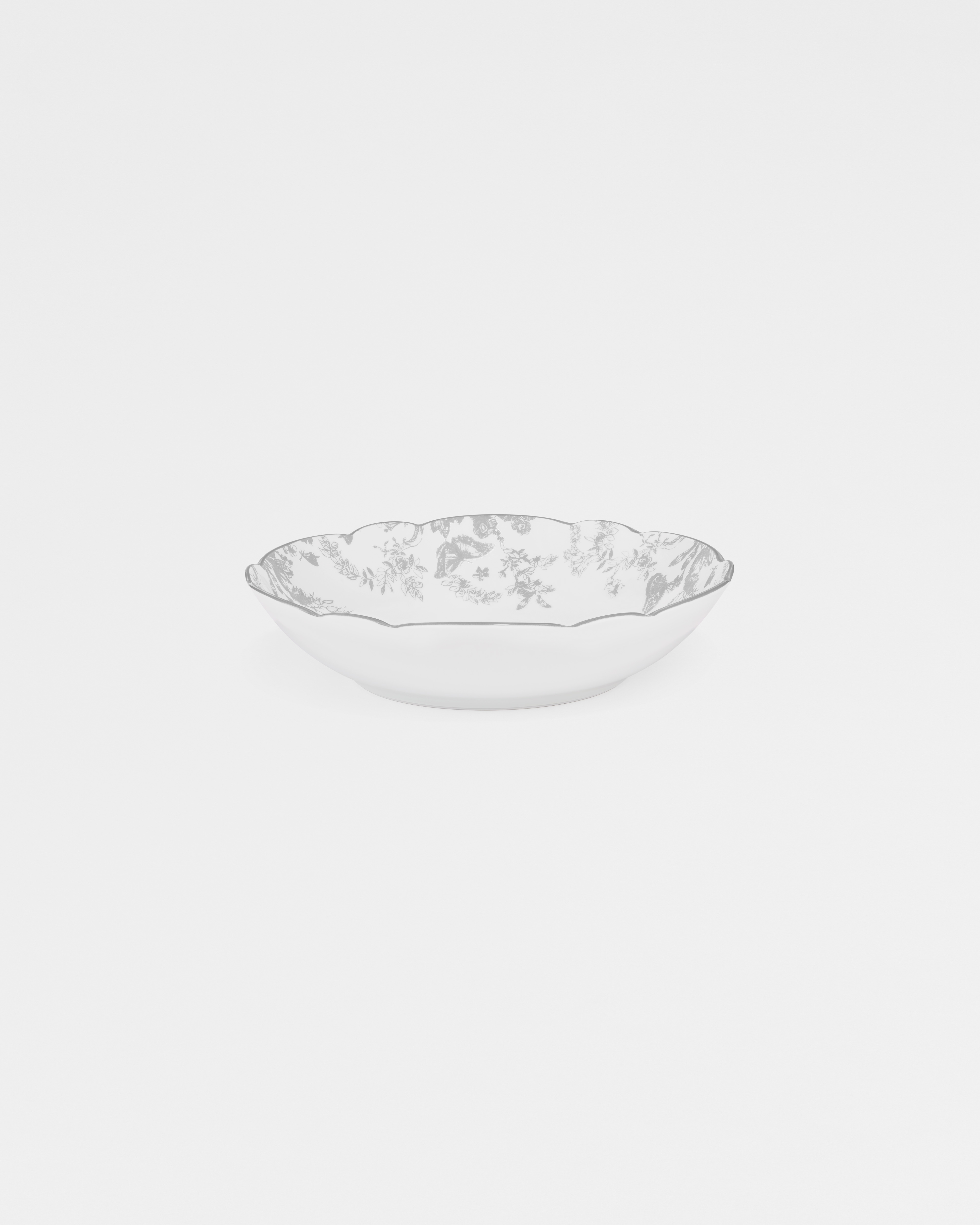 Piatto fondo a ciotola Toile de Jouy bianco e grigio E03