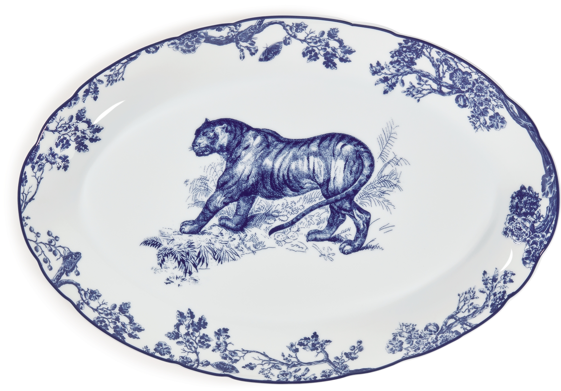 Oval Platter White and Blue Toile de Jouy | DIOR