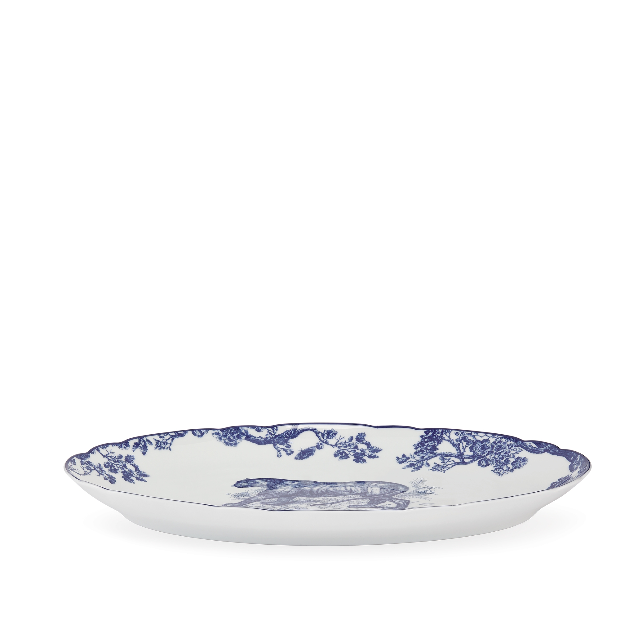 Oval Platter White and Blue Toile de Jouy E03