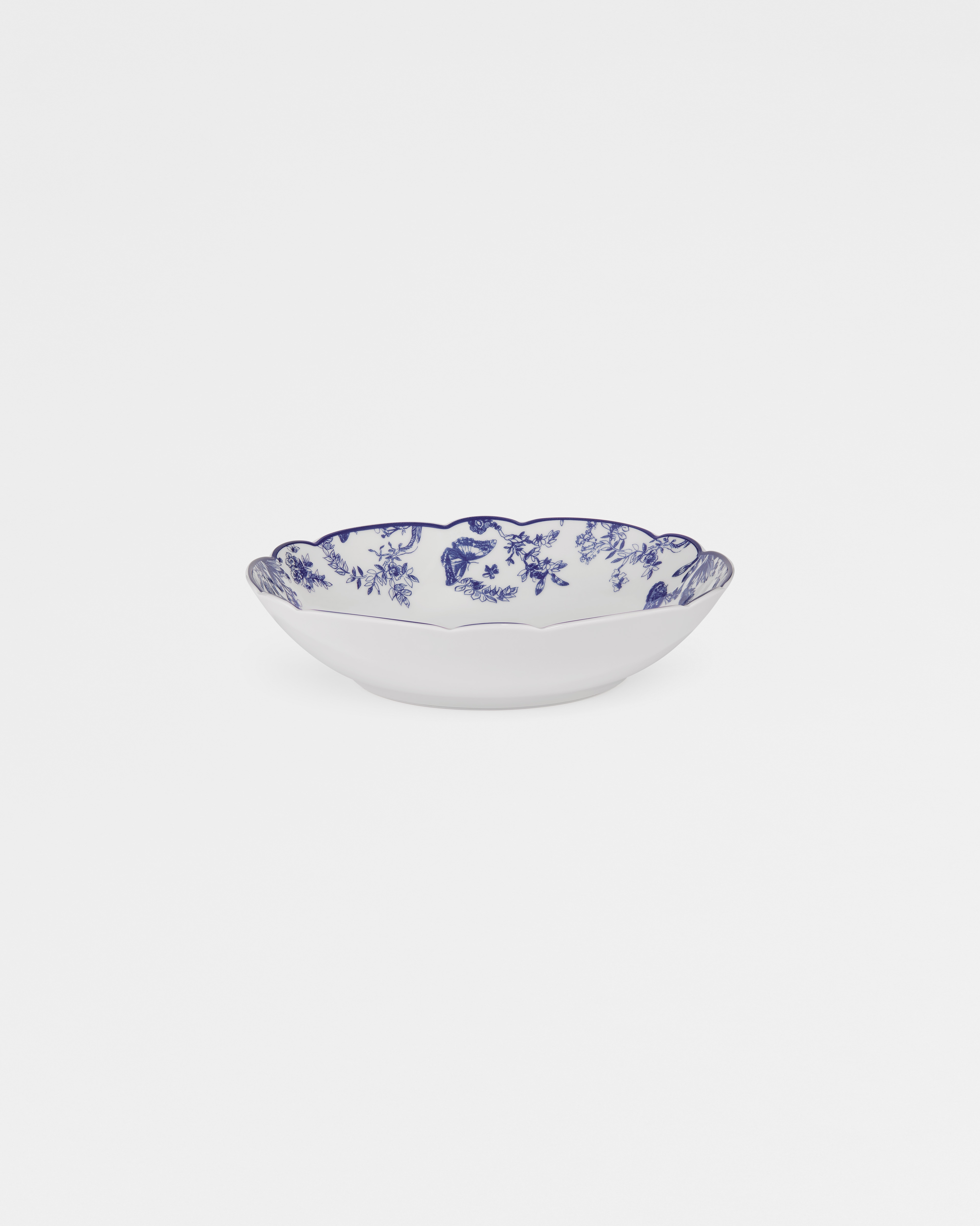 Piatto fondo a ciotola Toile de Jouy bianco e blu E03