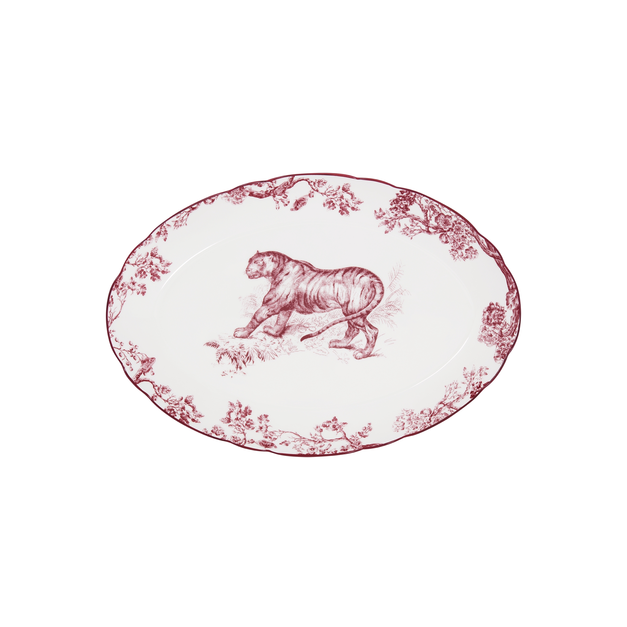  Burgundy Toile de Jouy Tiger