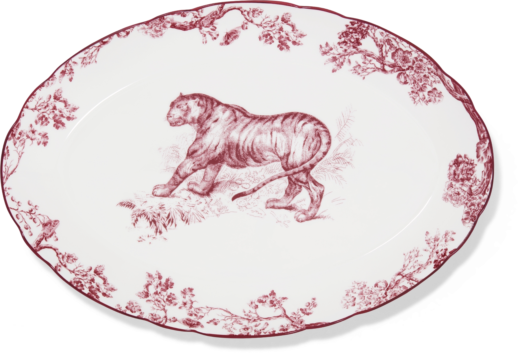 Oval Platter Burgundy Toile de Jouy Tiger | DIOR