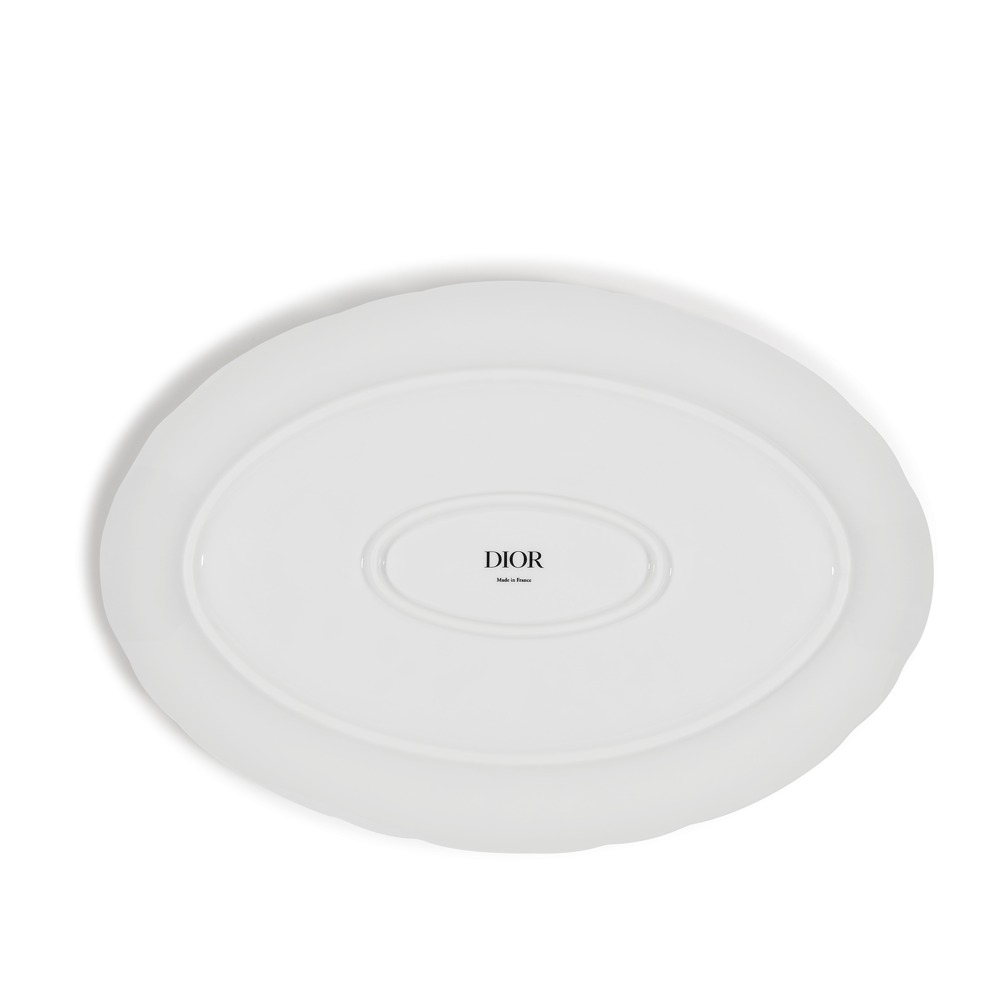 Ovaal bord Wit en grijs Toile de Jouy-motief E08