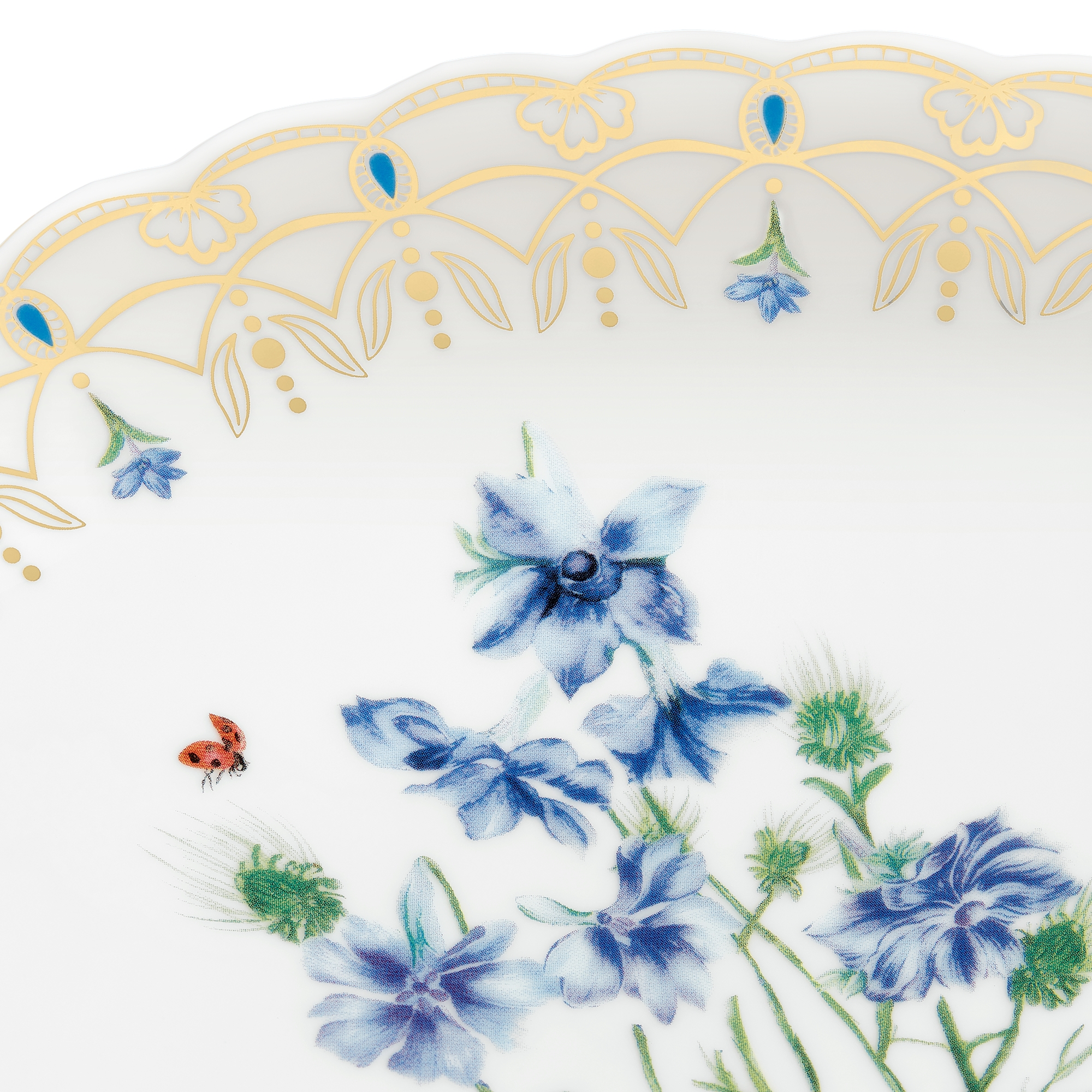 Speiseteller Porzellan mit Anemone Motiv in mehreren Farben und 24 Karat Gold E09