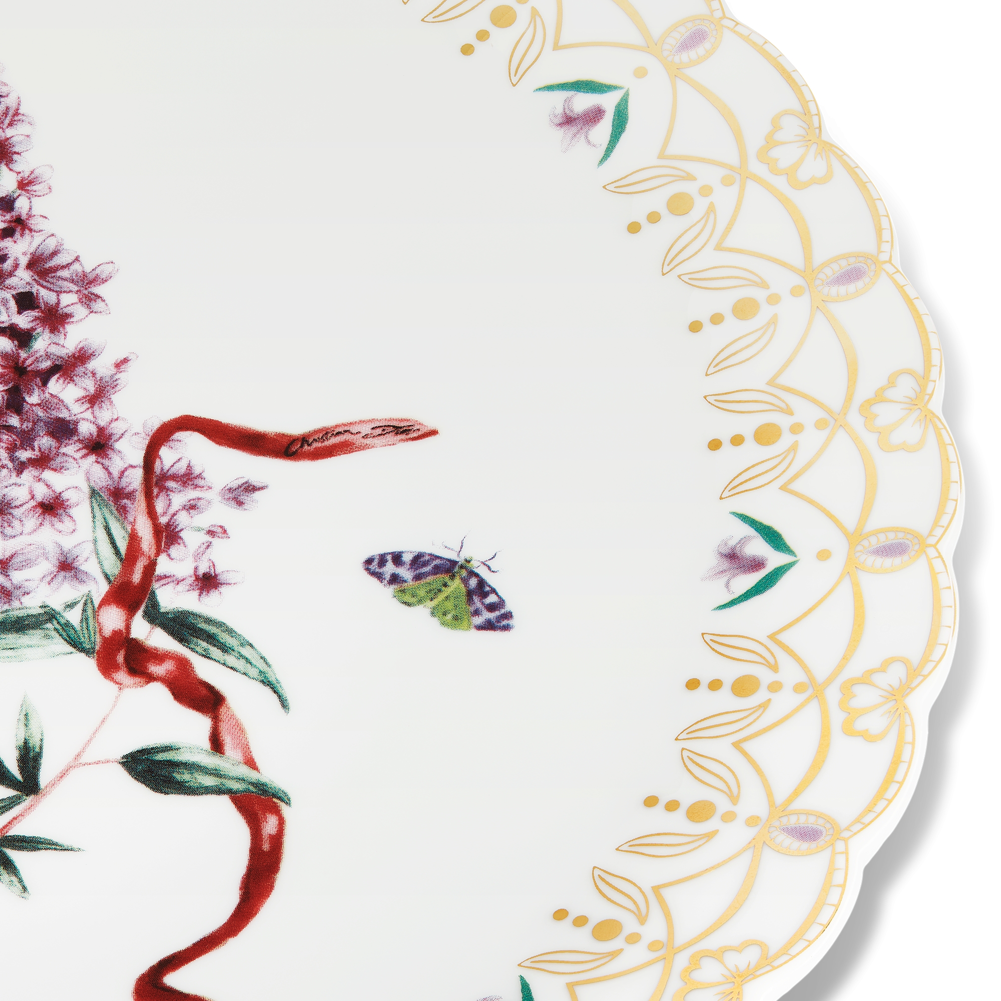 Dinner Plate Porcelain with Multicolor Lilac Motif and 24-Carat Gold E09