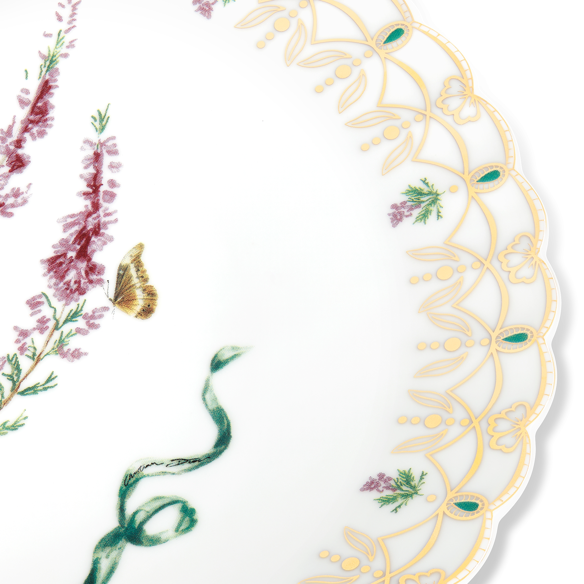 Speiseteller Porzellan mit Lavender Motiv in mehreren Farben und 24 Karat Gold E09