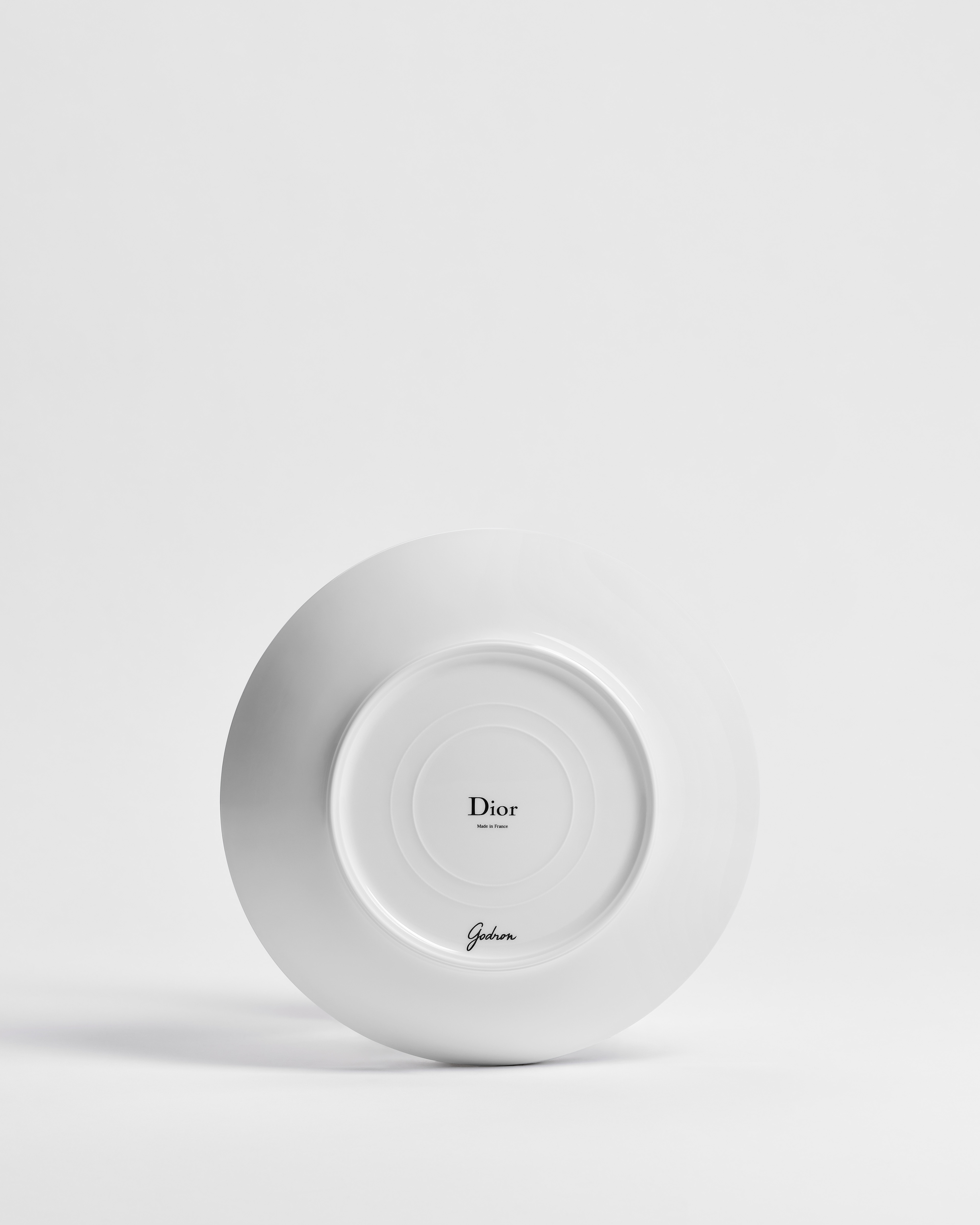 Plato para pasta Porcelana de Limoges blanca con motivo Godron azul E08