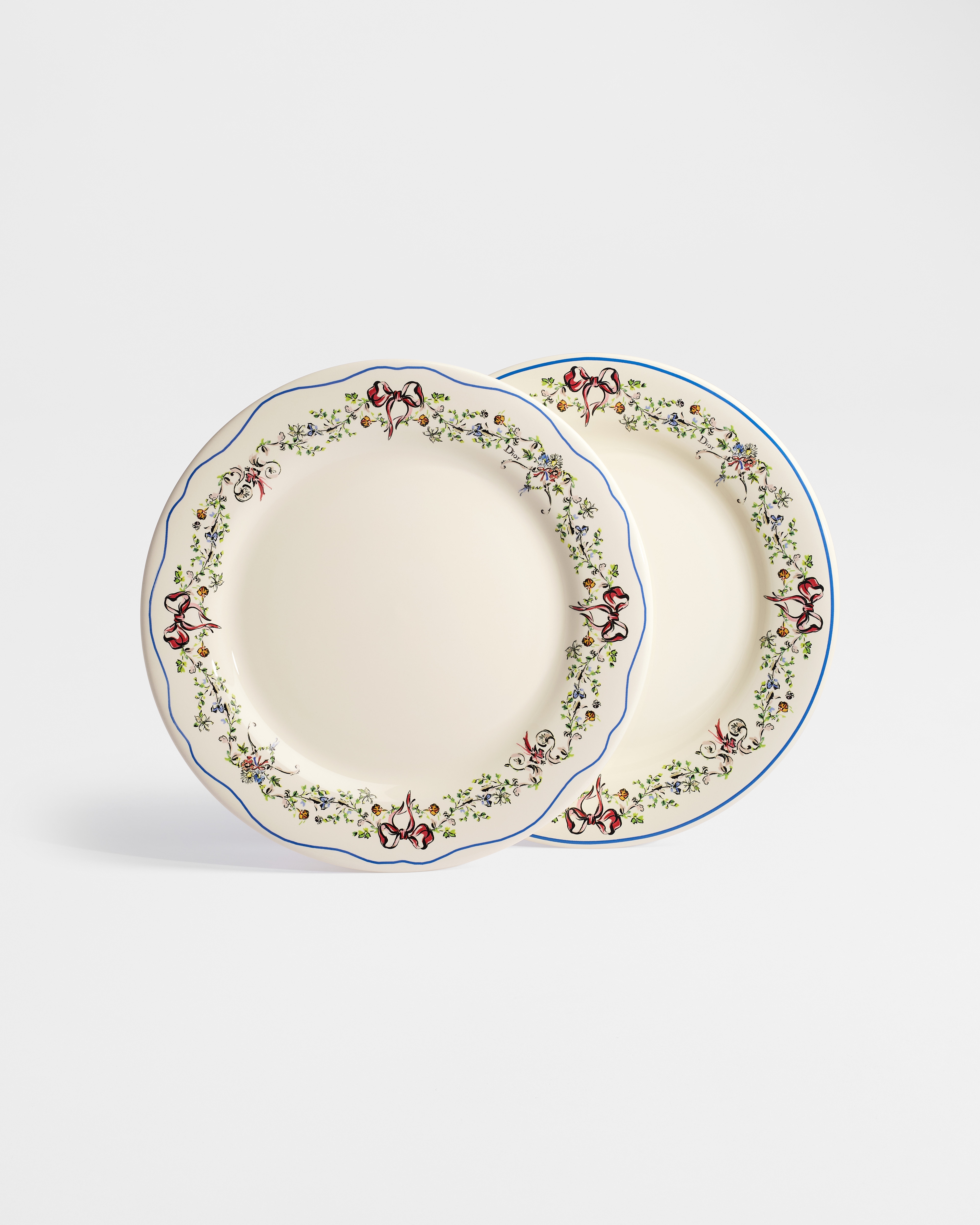 Set di sei piatti piani Ceramica écru con motivo Dior Arabesque multicolore E01