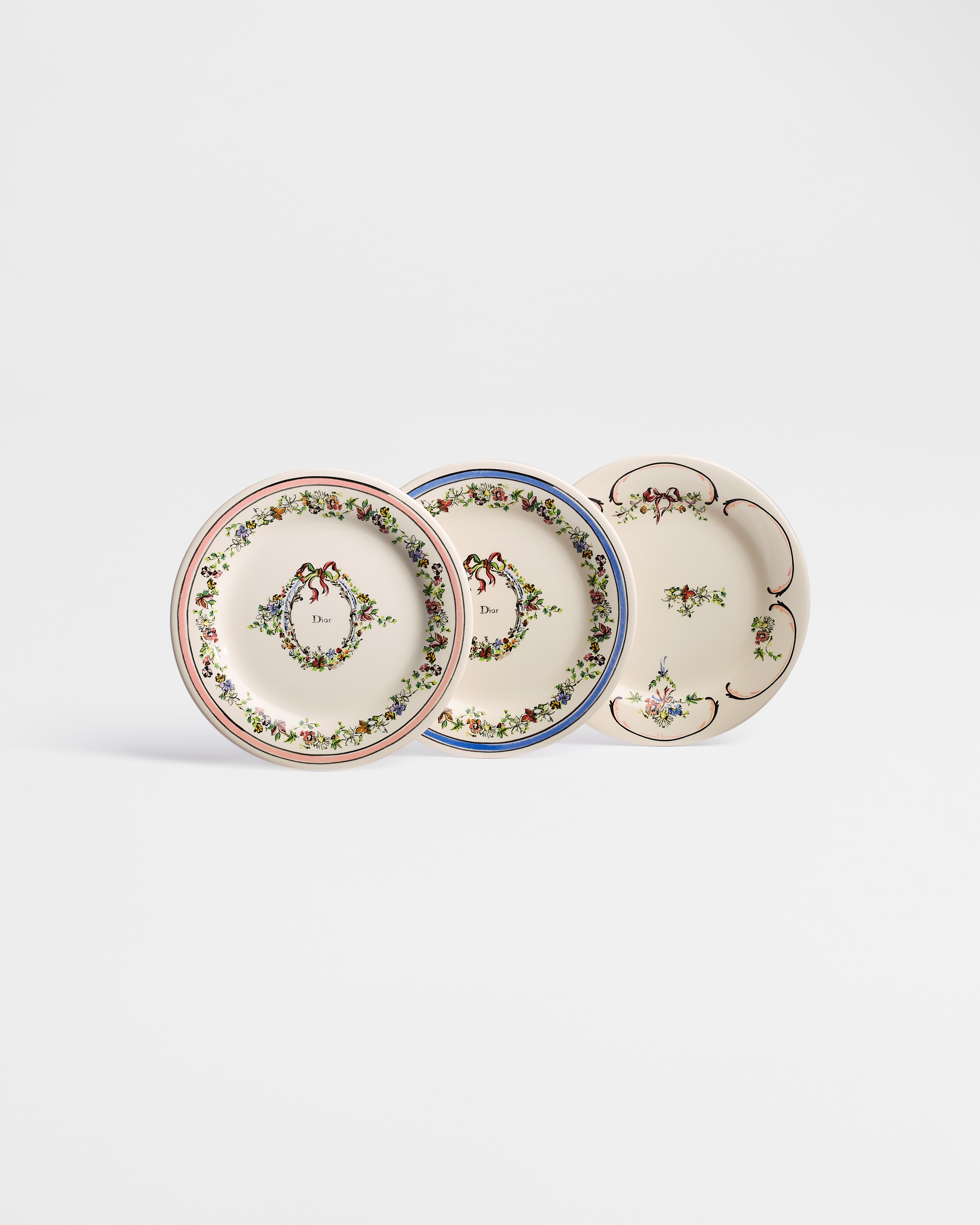 Set di sei piatti da contorno Ceramica écru con motivo Dior Arabesque multicolore E01
