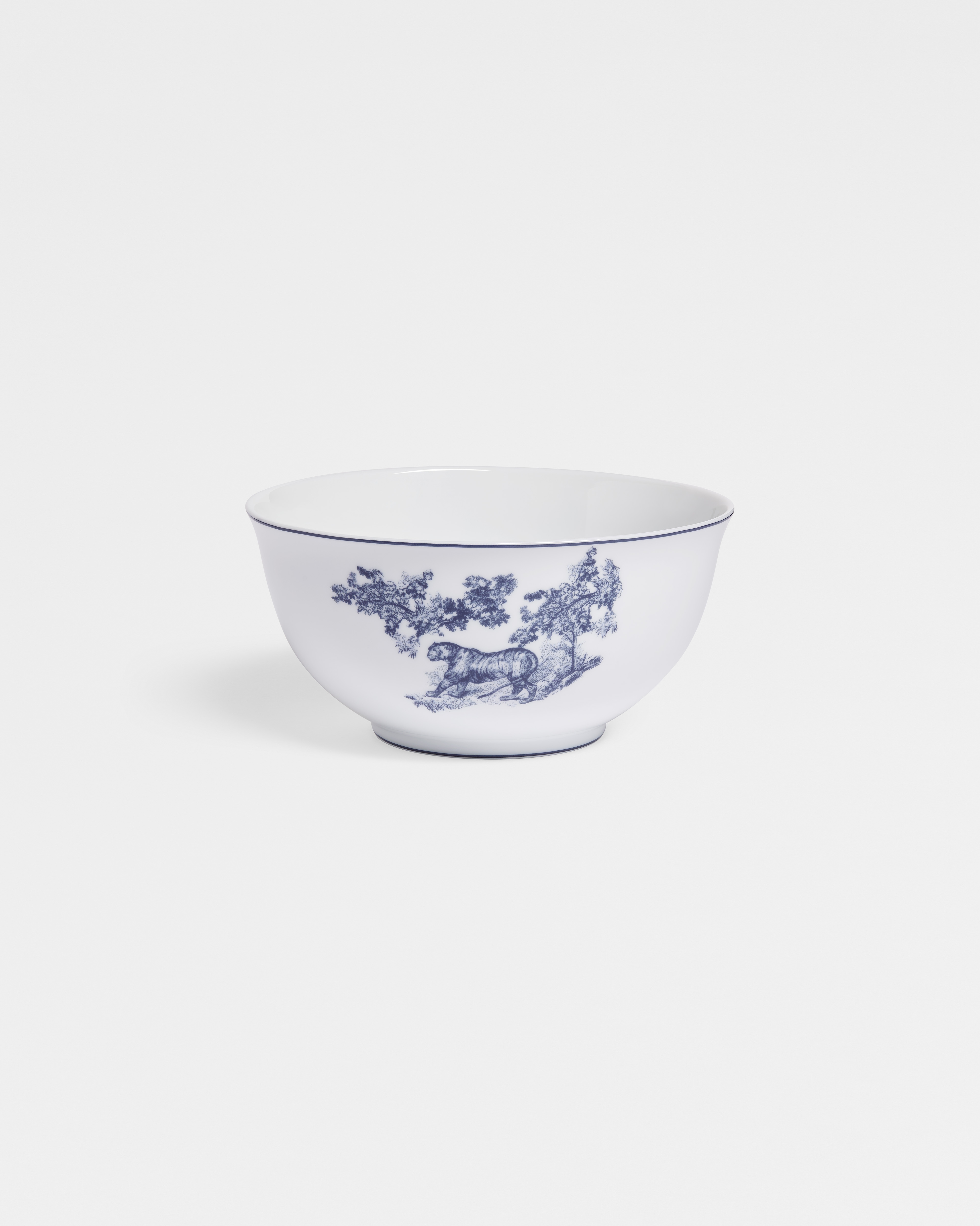 Scodella per noodle Finissima porcellana di Limoges bianca con motivo Toile de Jouy blu E01