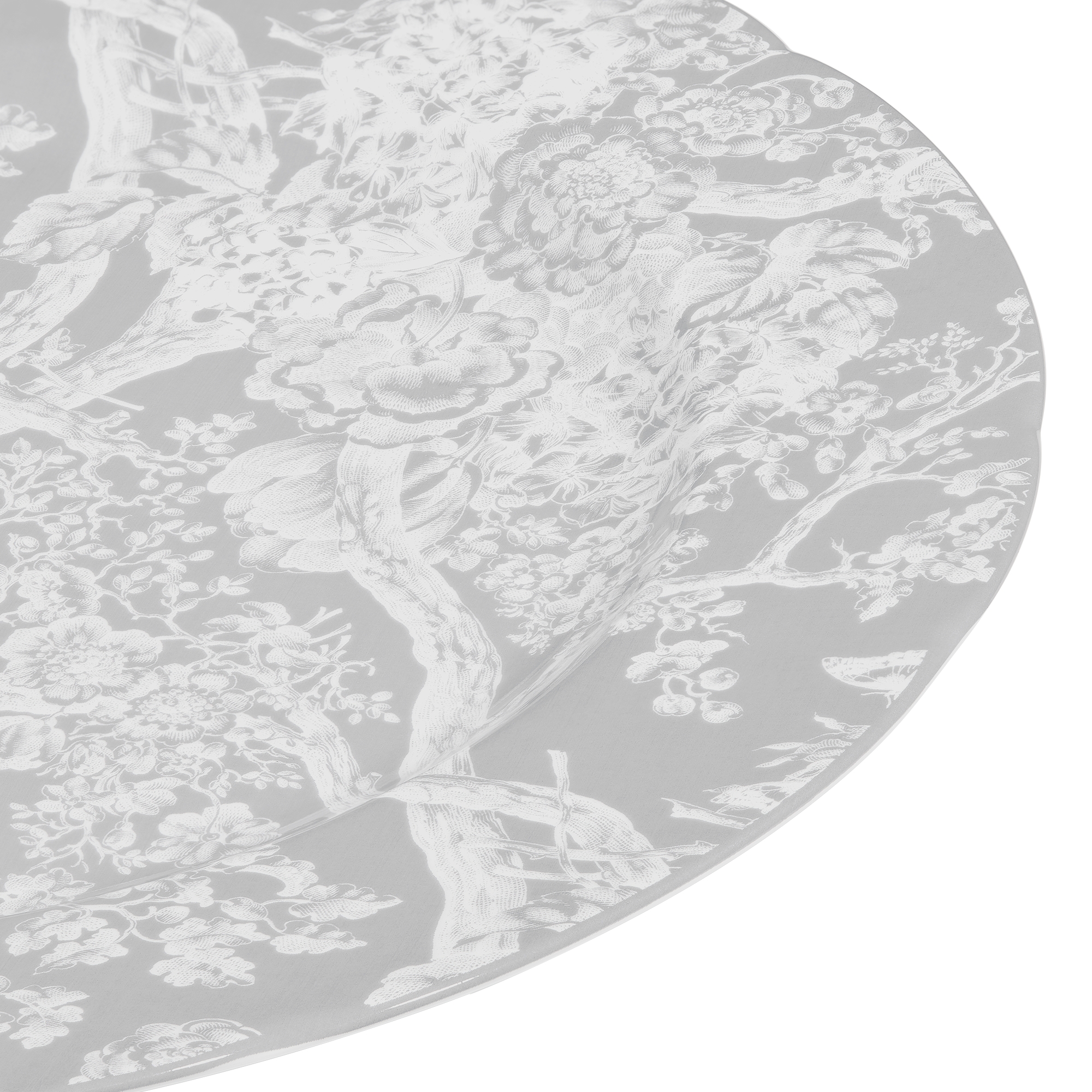 Assiette de présentation Toile de Jouy Hortensia, gris E09