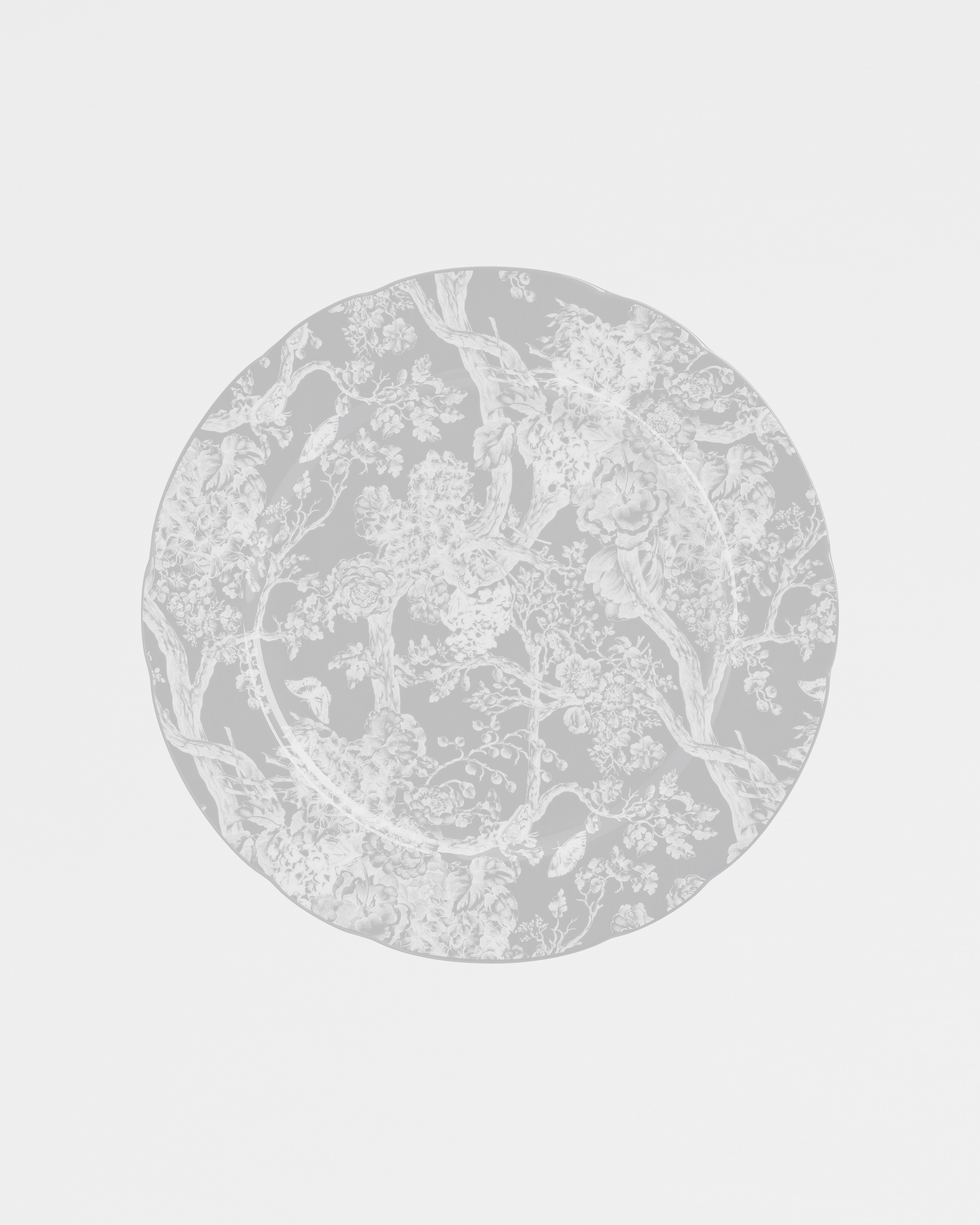 Piatto decorativo Motivo Toile de Jouy Hydrangea grigio E01