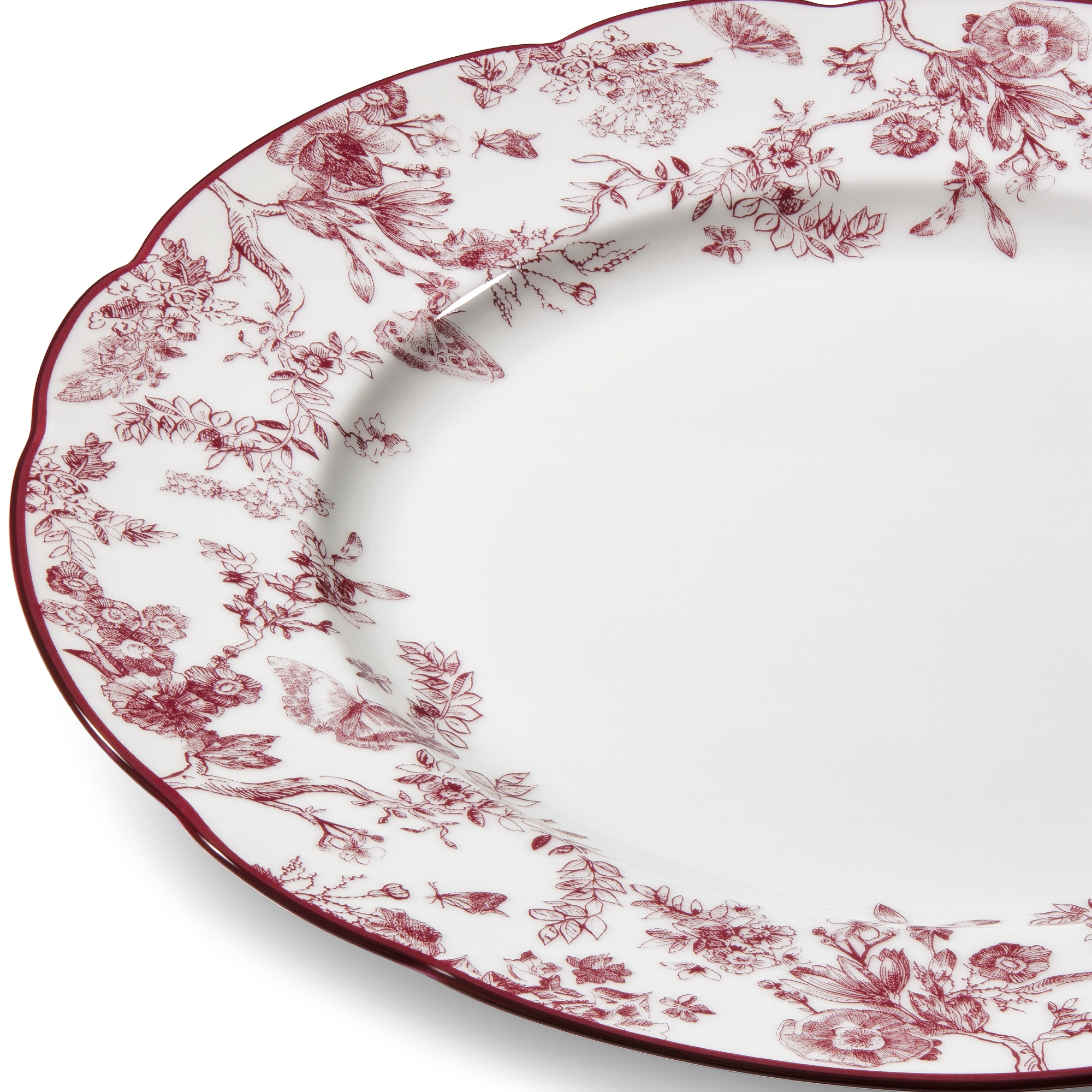 Assiette à dîner Toile de Jouy, bordeaux E09