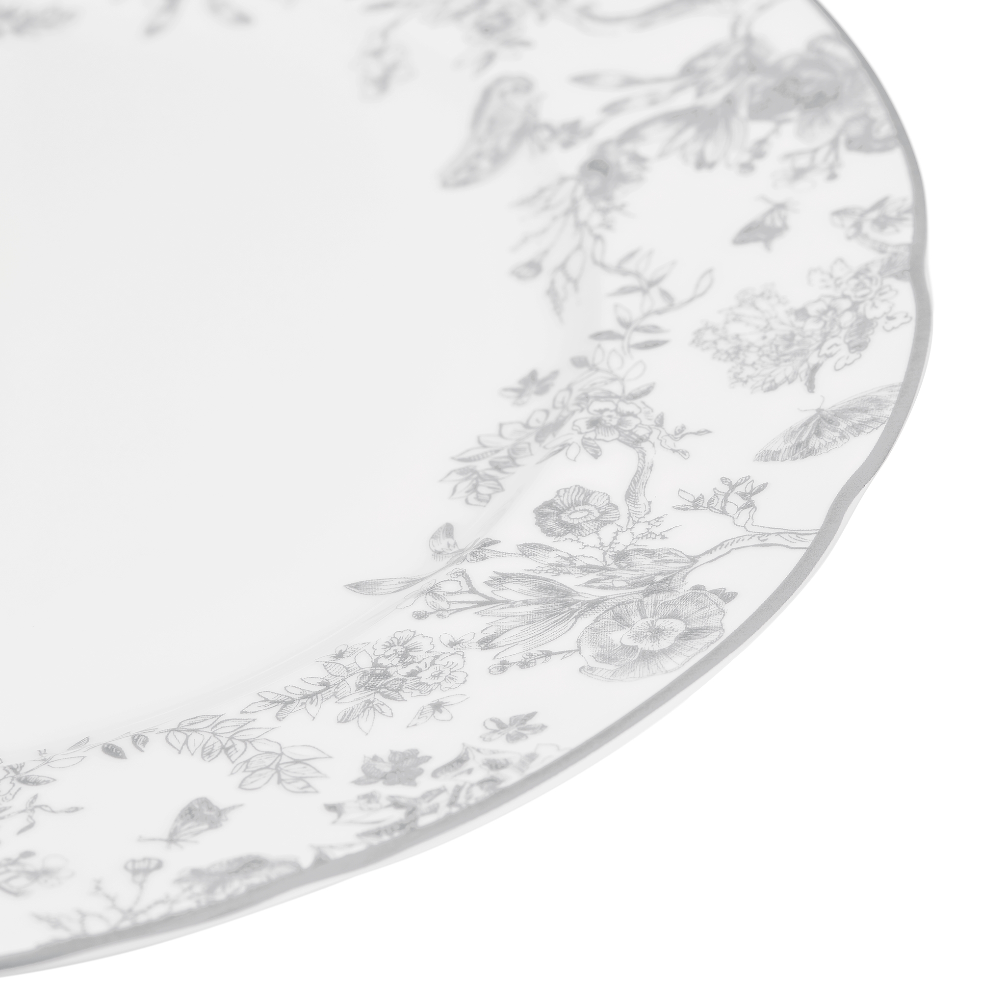 Dinerbord Grijs Toile de Jouy-motief E09