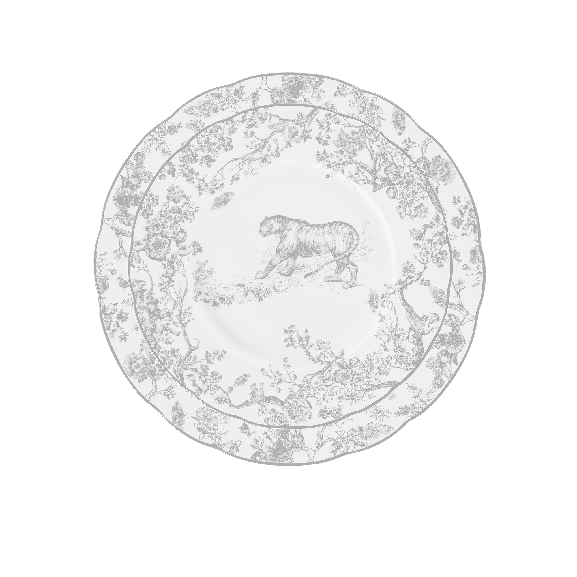 Dinerbord Grijs Toile de Jouy-motief E10