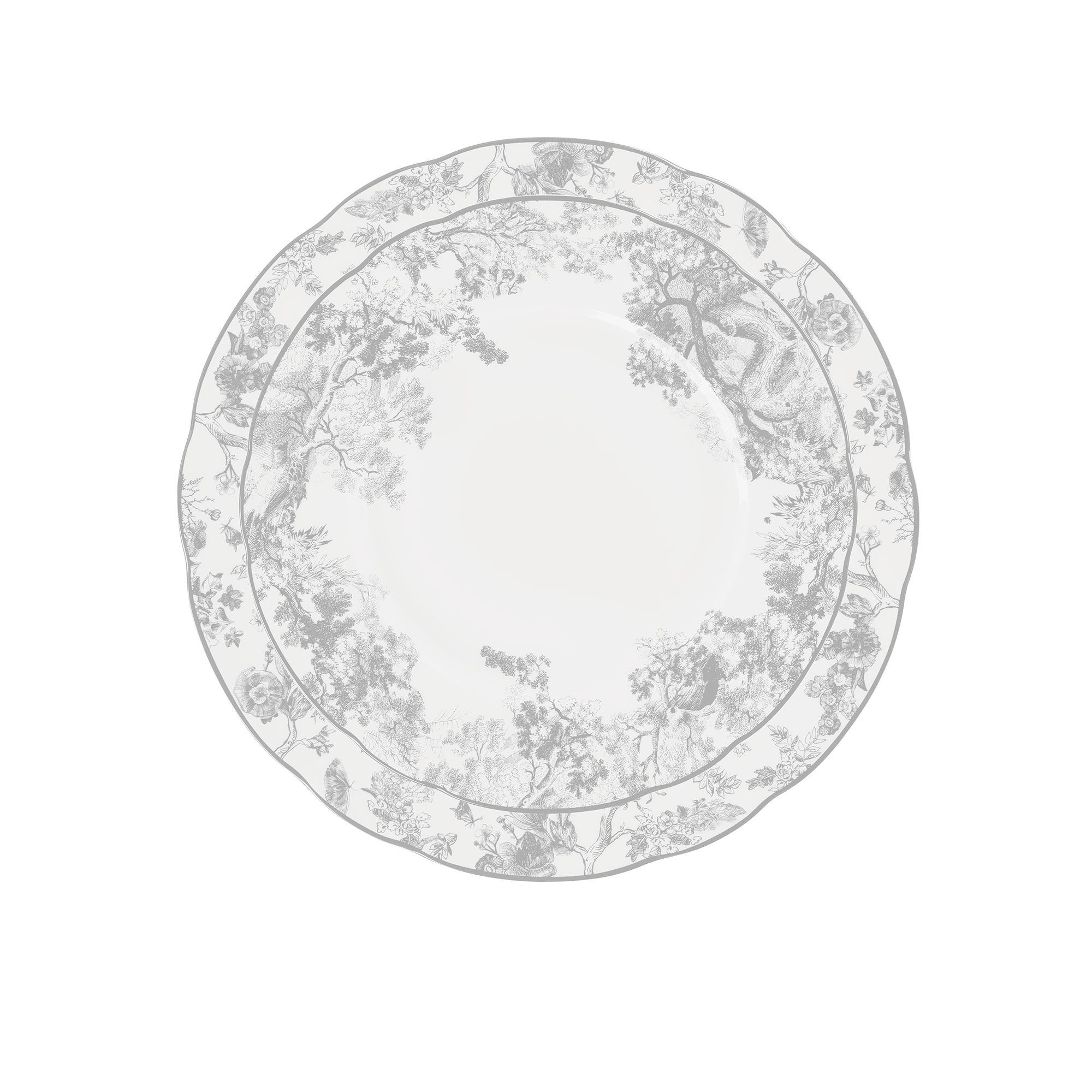 Dinerbord Grijs Toile de Jouy-motief E13