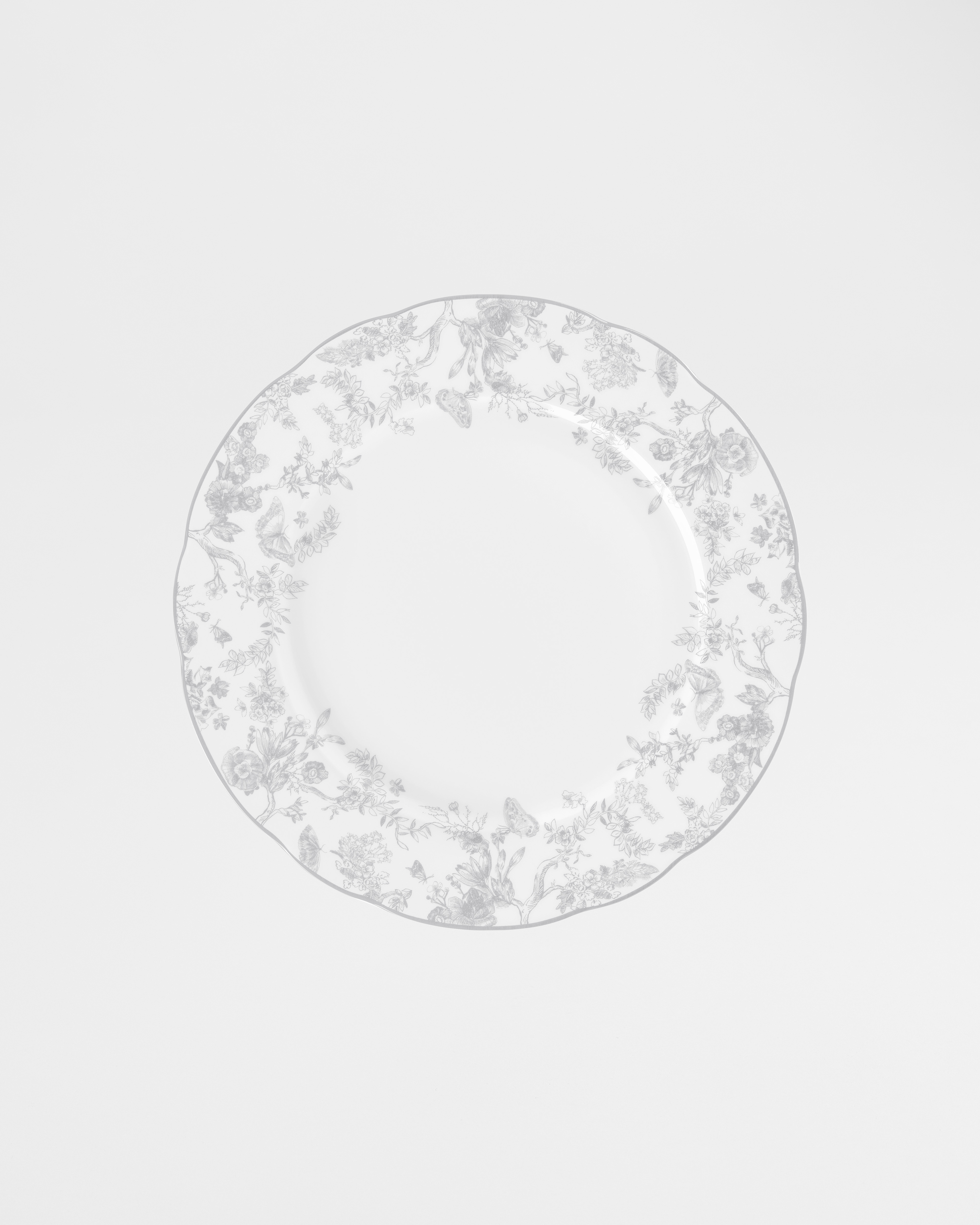 Assiette à dîner Toile de Jouy, gris E01