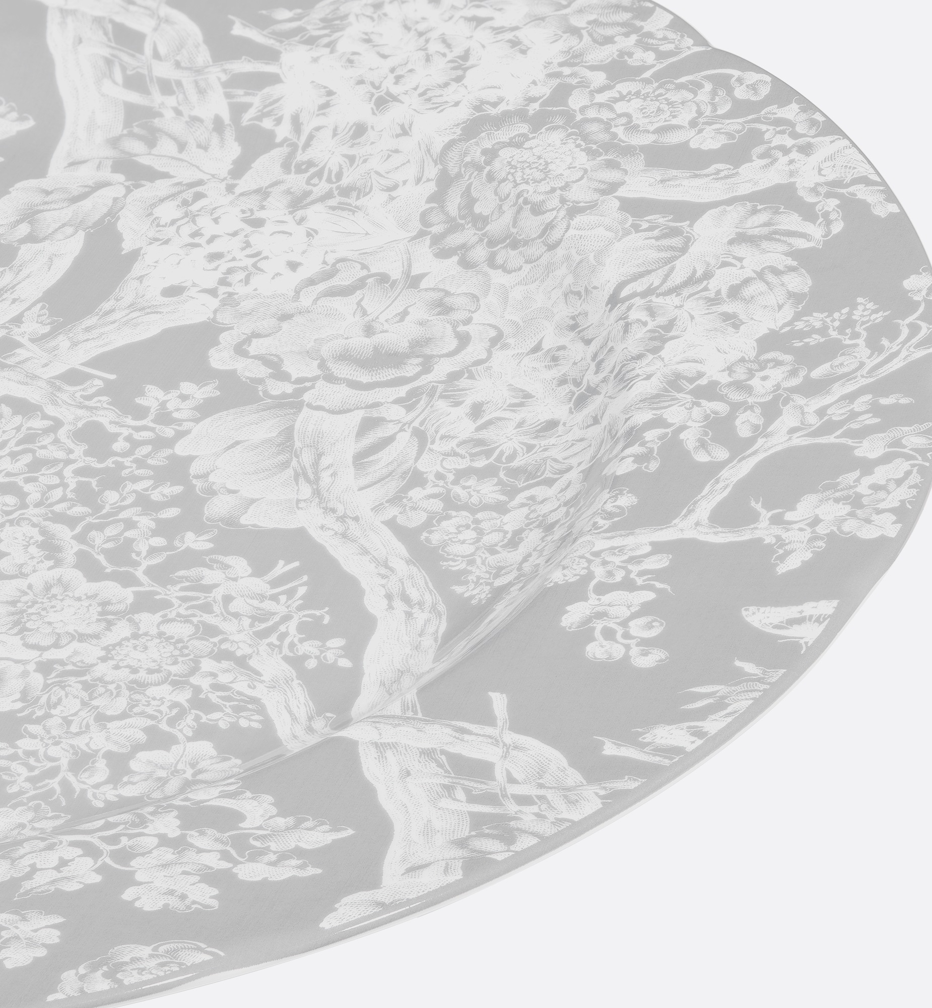 Assiette à dessert Toile de Jouy Hortensia, gris E09