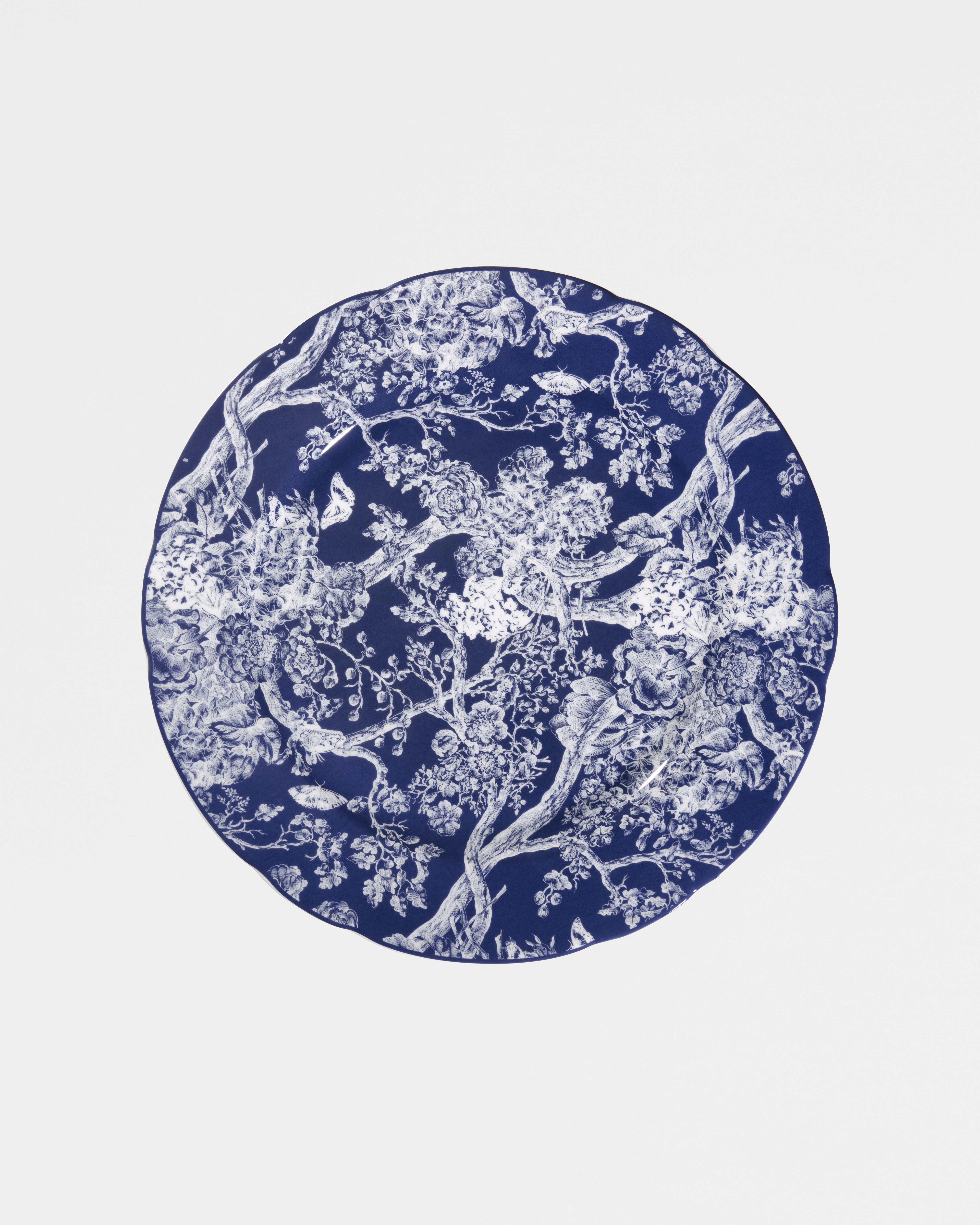 Piatto decorativo Motivo Toile de Jouy Hydrangea blu E01