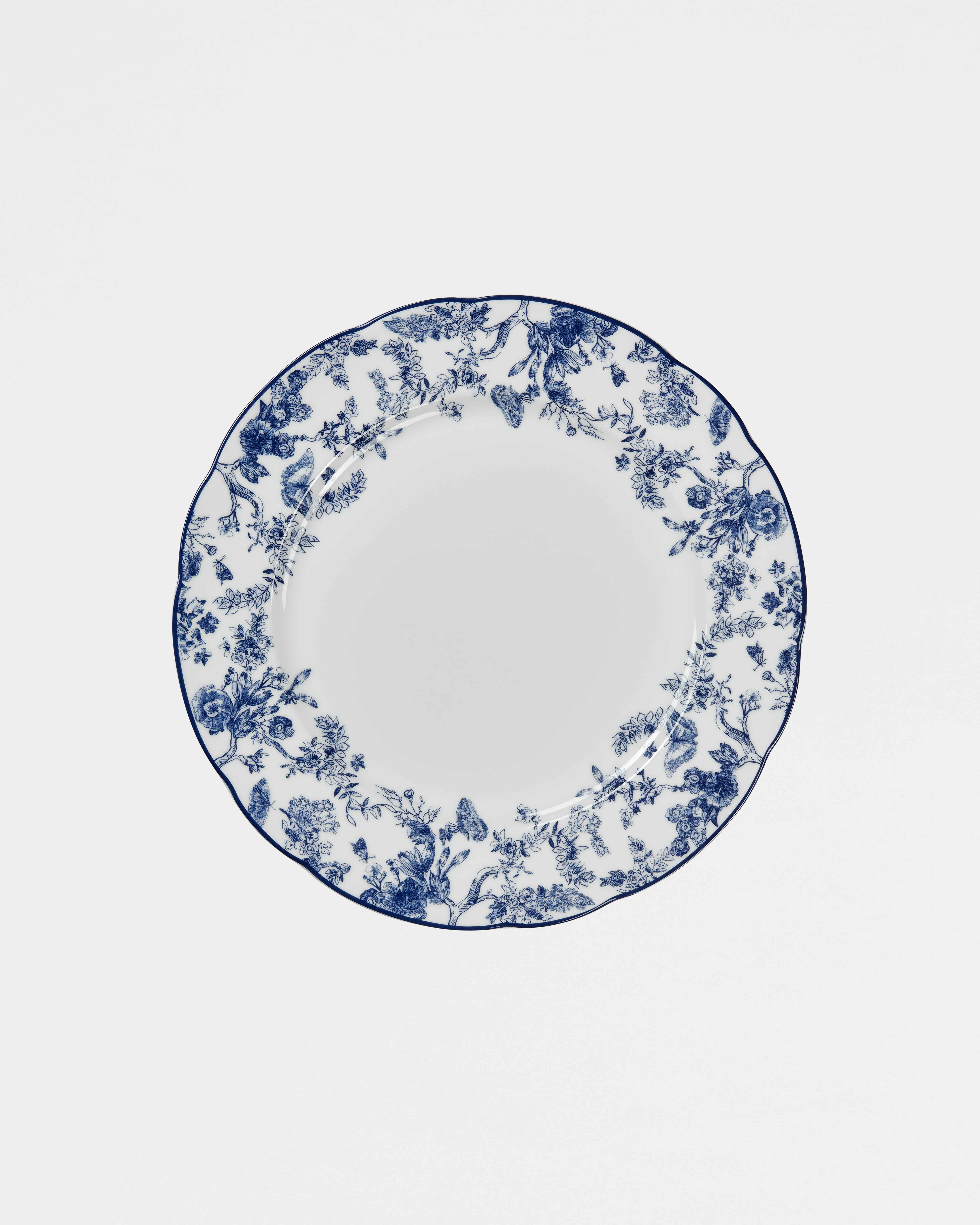 Piatto piano Toile de Jouy blu E01