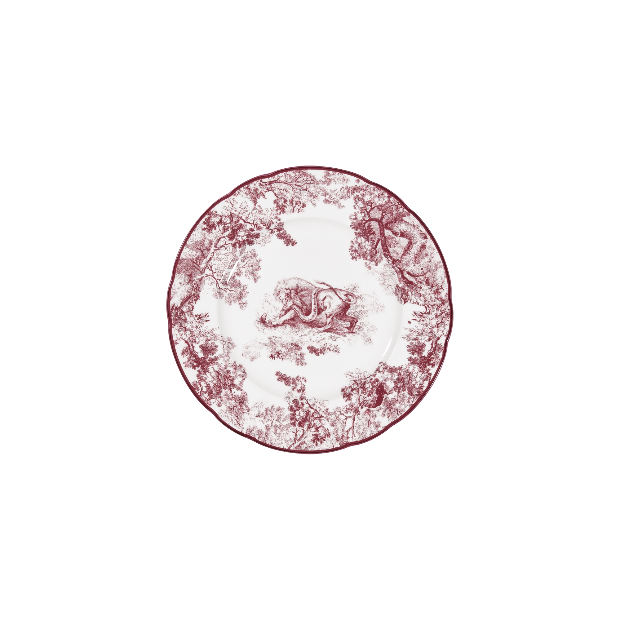  Burgundy Toile de Jouy Lion
