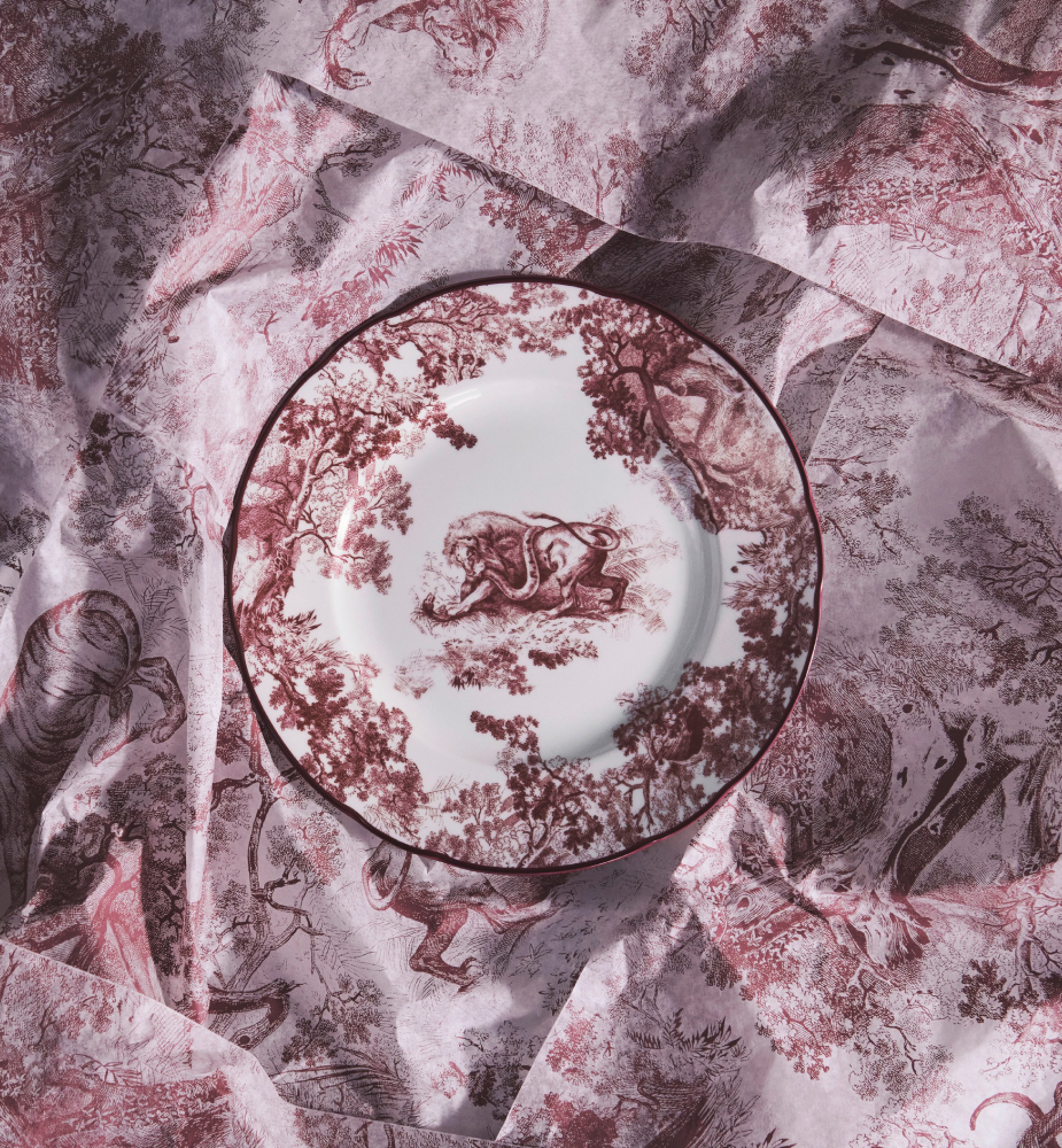 Dessertteller Toile de Jouy Lion in Bordeaux E12