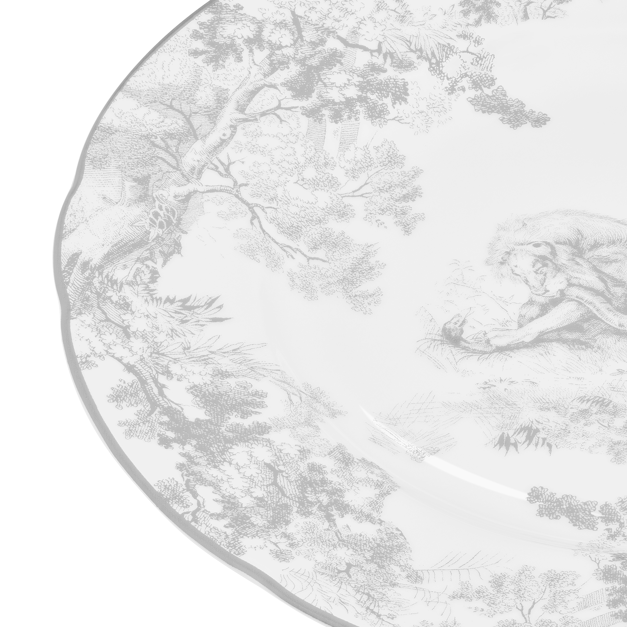 Dessertbord Grijs Toile de Jouy-motief met leeuw E09
